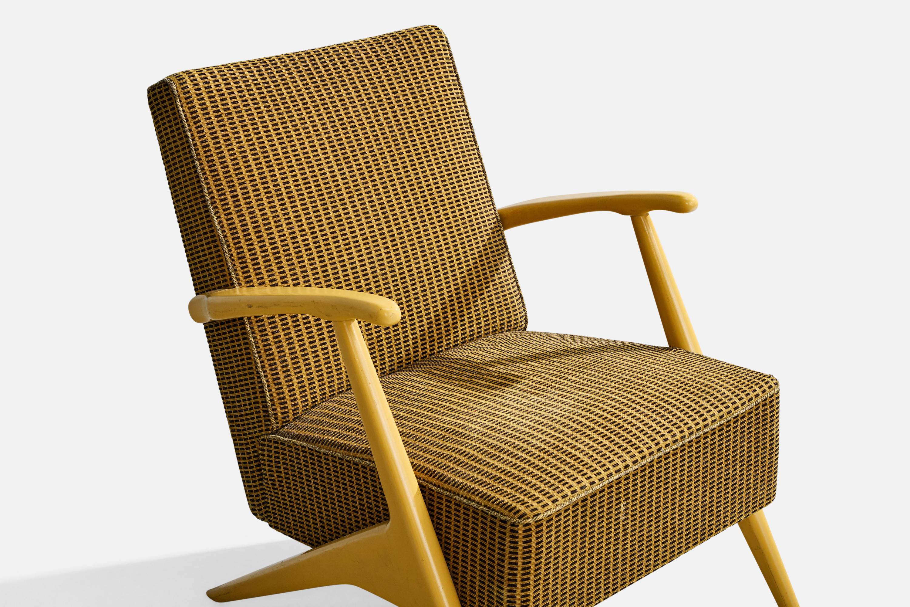 Tissu Lani, chaise longue, Wood, tissu, Suède, années 1960 en vente