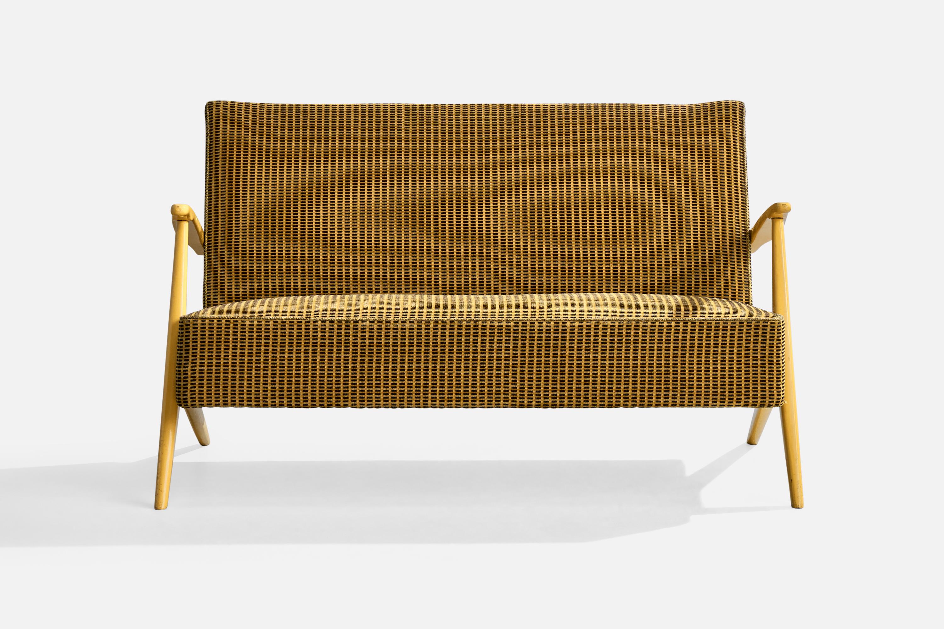 Mid-Century Modern Lani, Canapé, Wood, Tissu, Suède, années 1960 en vente