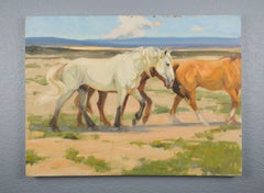« Gathering the Mares », peinture à l'huile originale