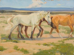 "Gathering the Mares, " Original Oil Painting