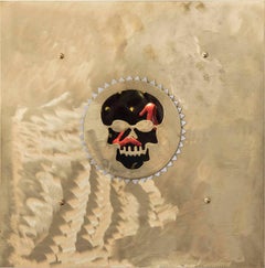 "View Box 3", brass sculpture with black velvet, high heels