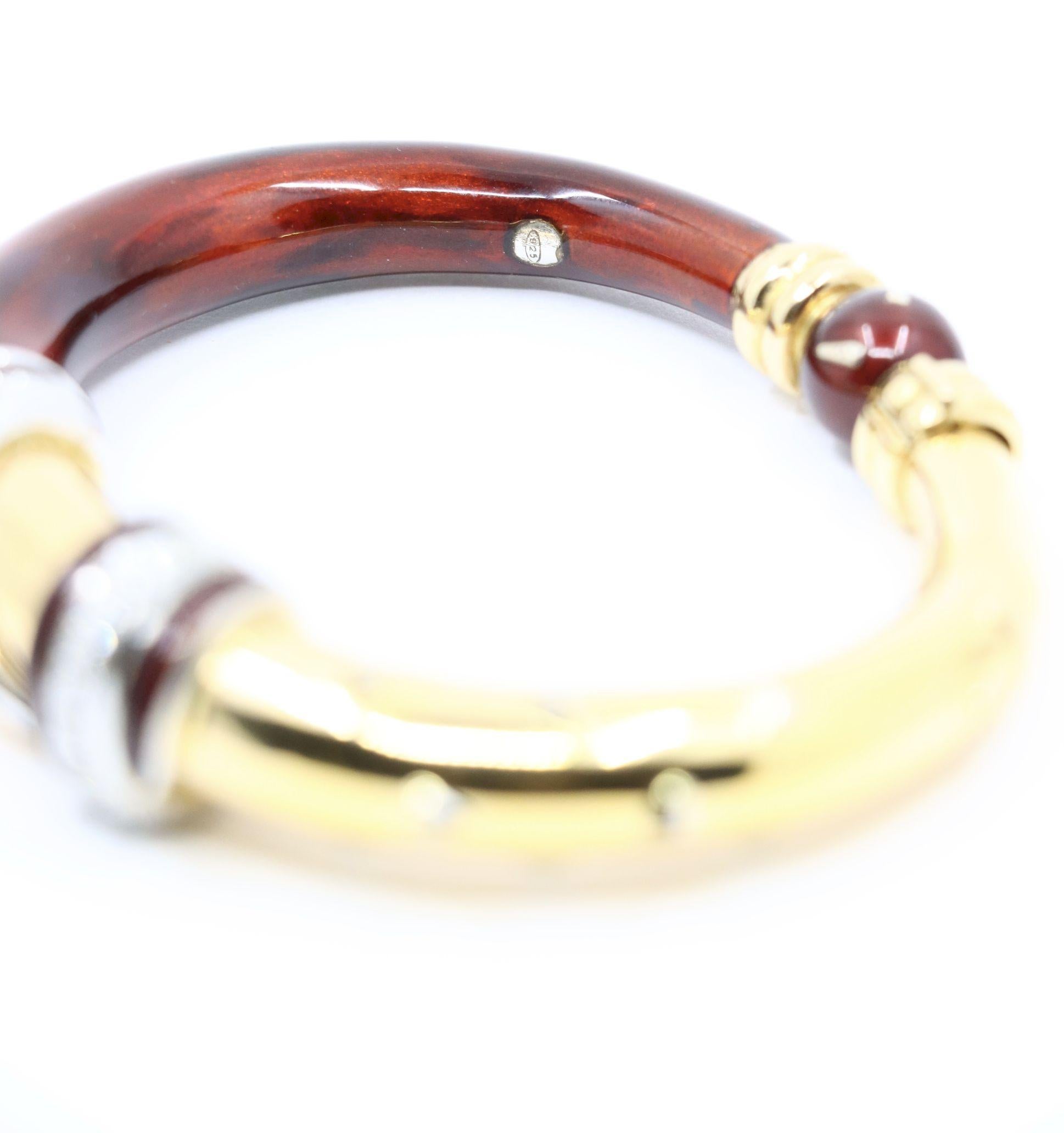 LaNouvelle Bague 18K Gold & Silber Emaille-Diamant-Armband im Angebot 5