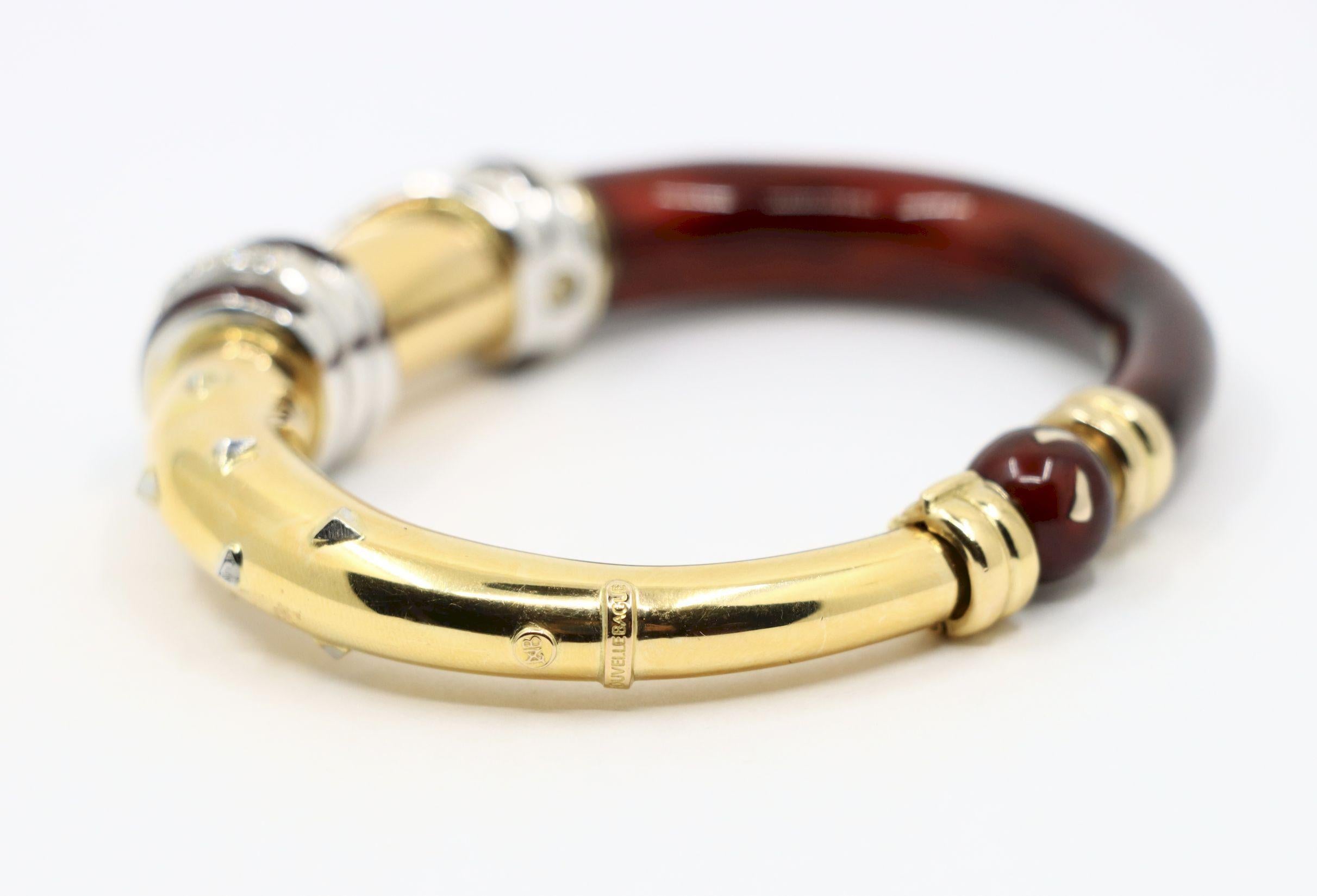 LaNouvelle Bague 18K Gold & Silber Emaille-Diamant-Armband im Angebot 6