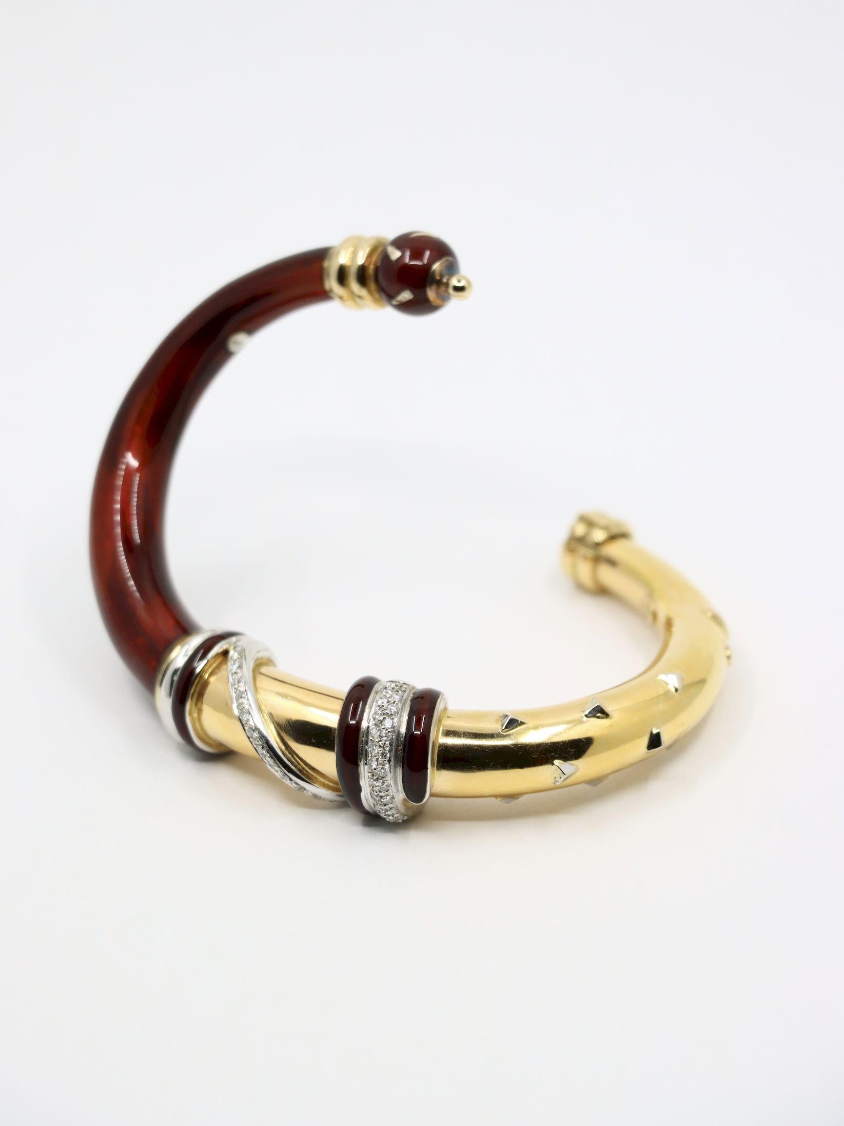 LaNouvelle Bague 18K Gold & Silber Emaille-Diamant-Armband im Angebot 9