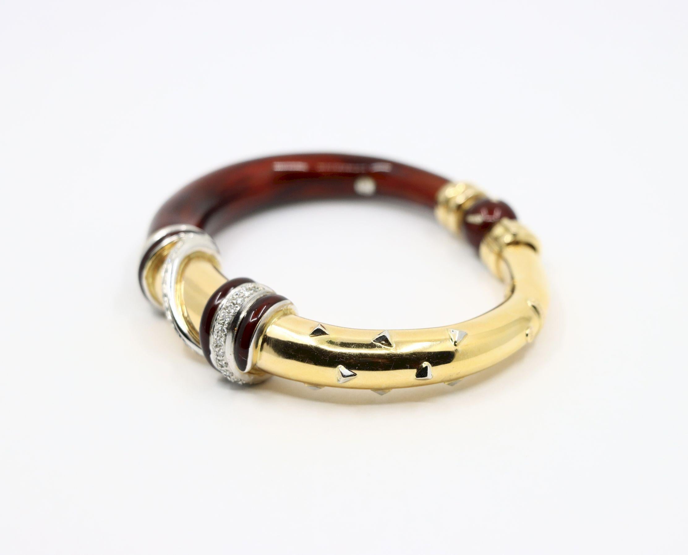 LaNouvelle Bague 18K Gold & Silber Emaille-Diamant-Armband im Angebot 3