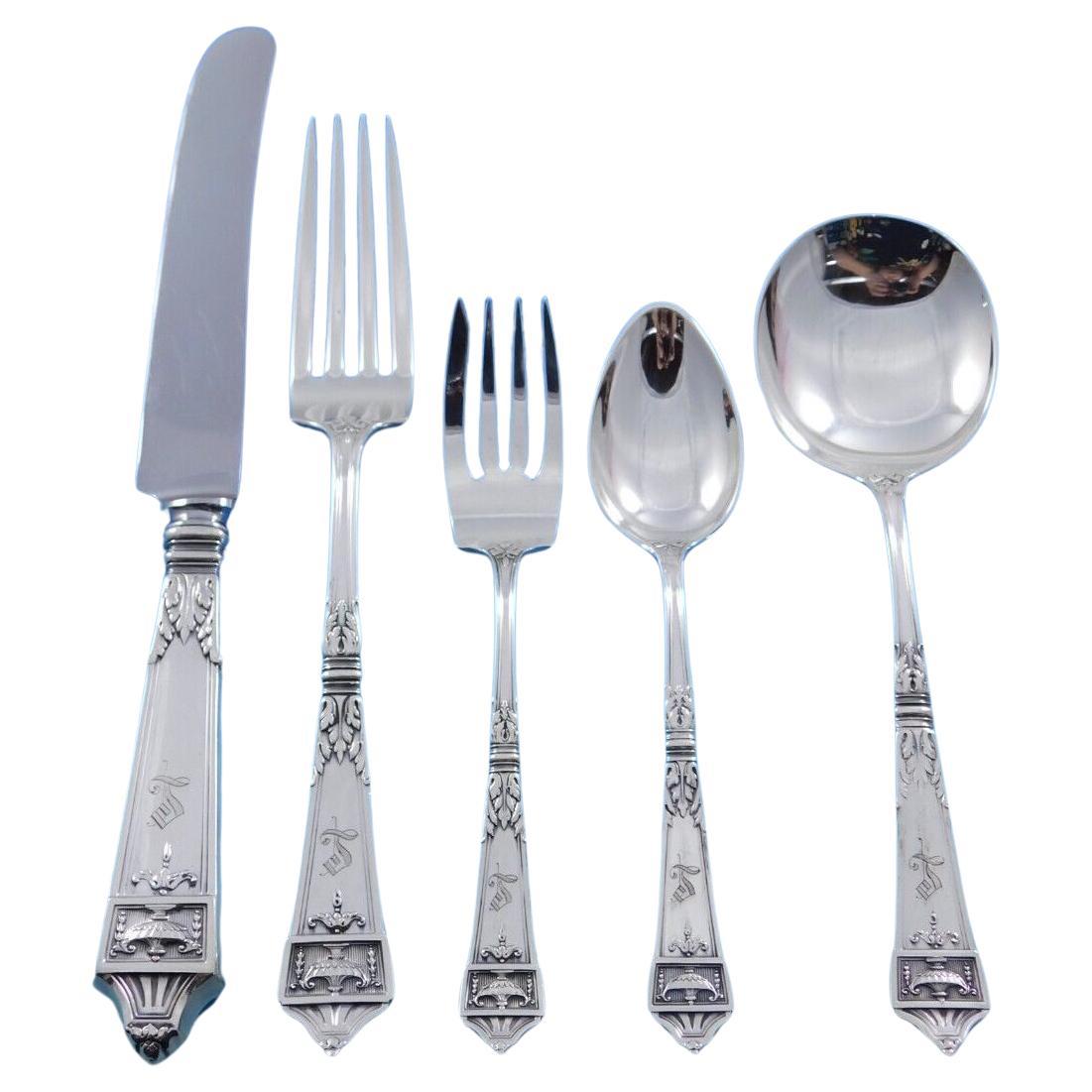 Ensemble de couverts en argent sterling Lansdowne by Gorham 12 services 64 pièces dîner L mono