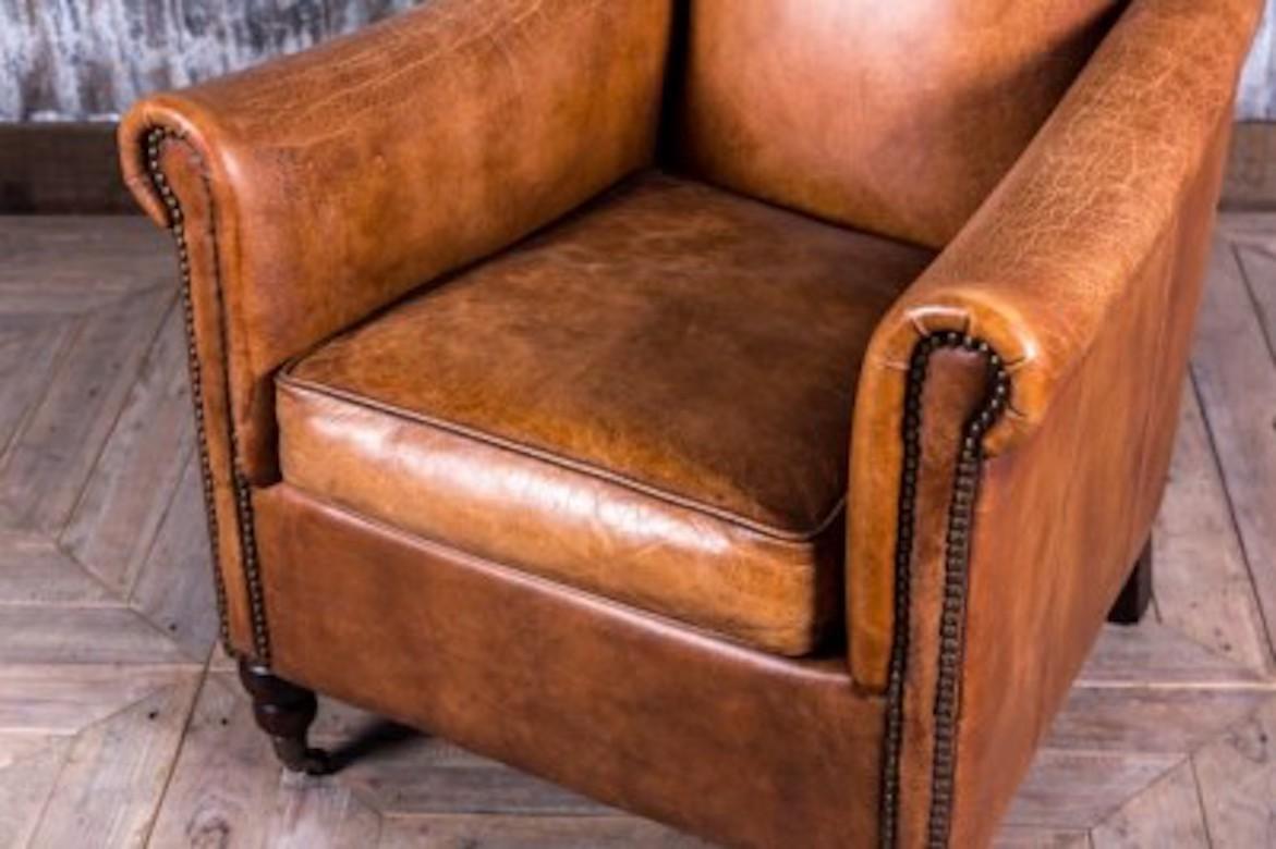 vintage tan leather armchair
