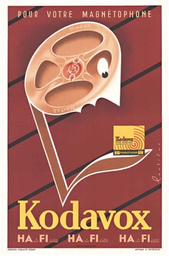 Cartel original de época Kodavox para cinta magnética