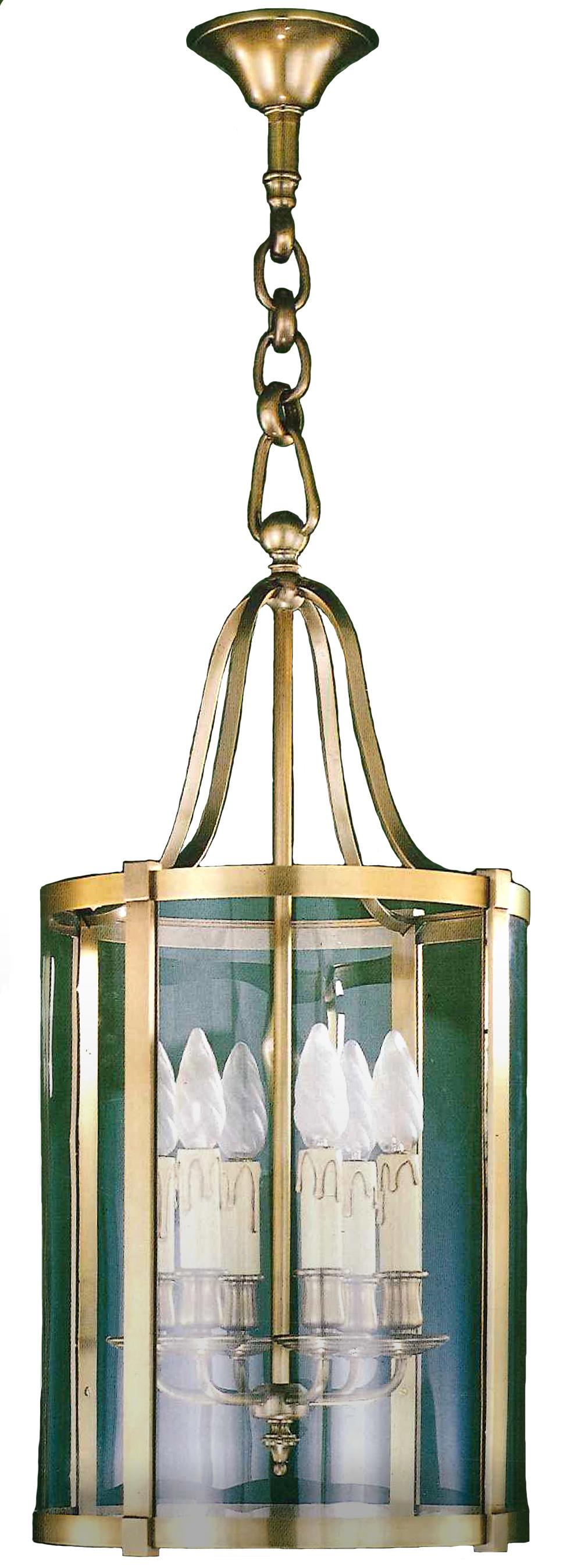 This bronze lantern with six lights is simple and elegant, its raw design matches well with all interiors.