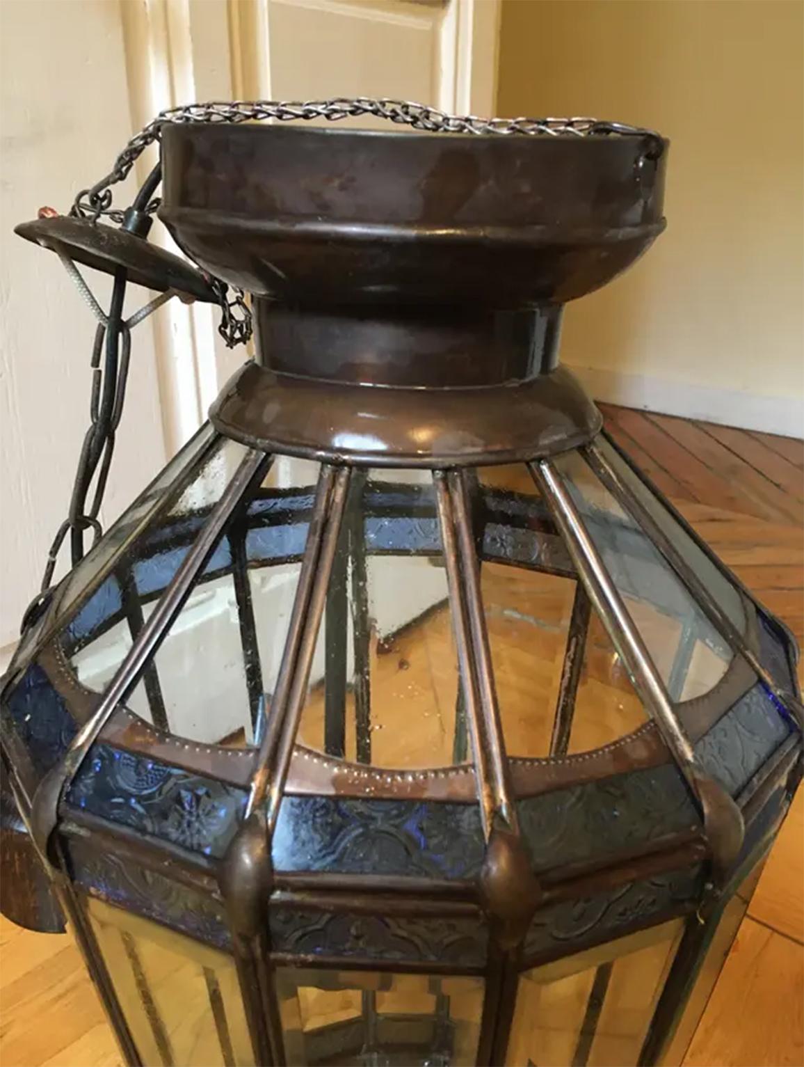Spanish Lantern Andalusian, Bevelled and Leaded Glass, Black