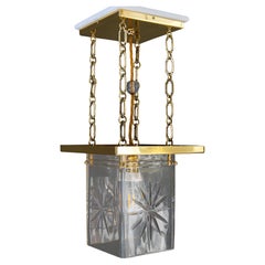 Laterne Art Deco mit originalem alten Glasschirm Wien um 1920er Jahre