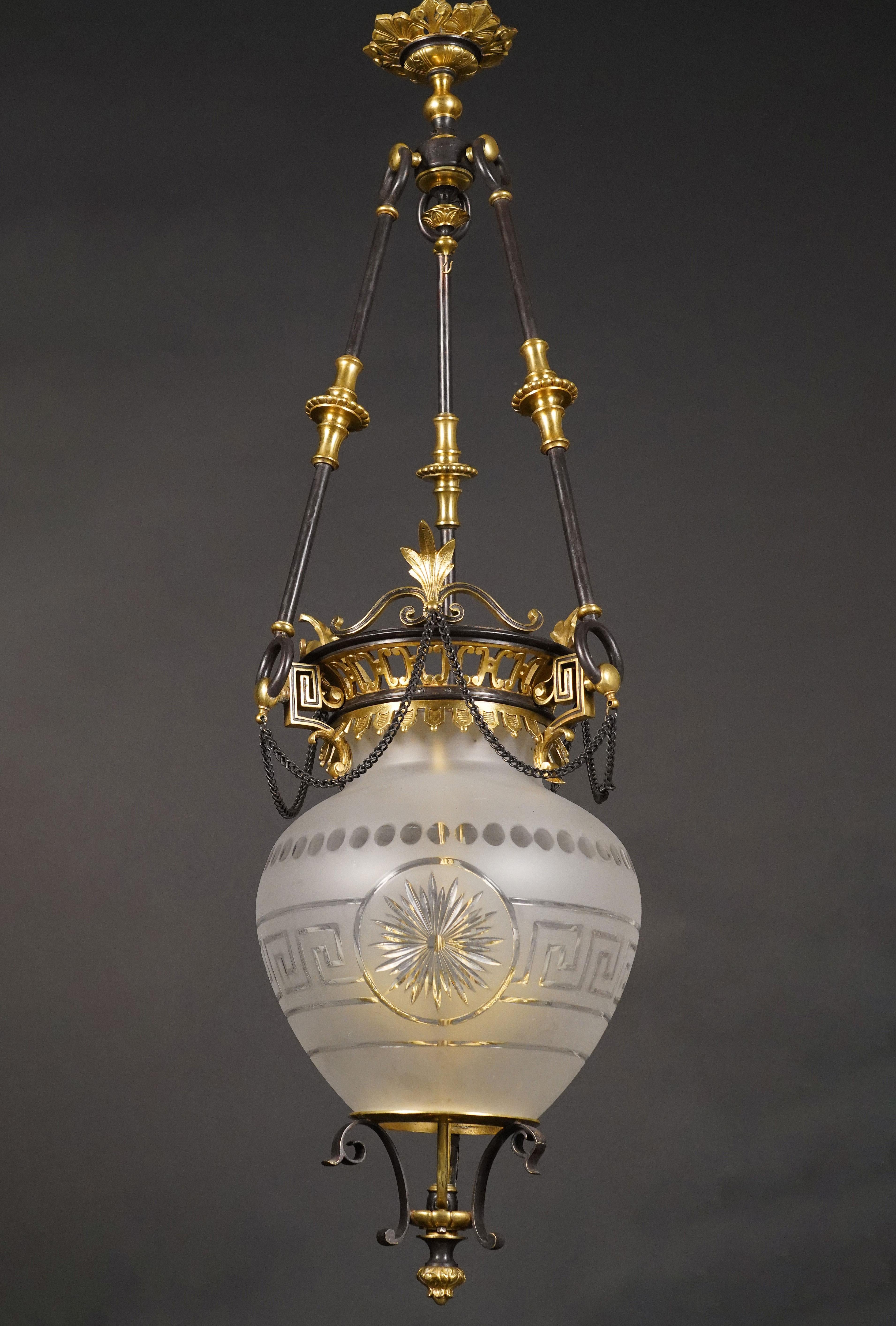 Patinated Lantern, attributed to Maison Millet, France, Circa 1890 For Sale