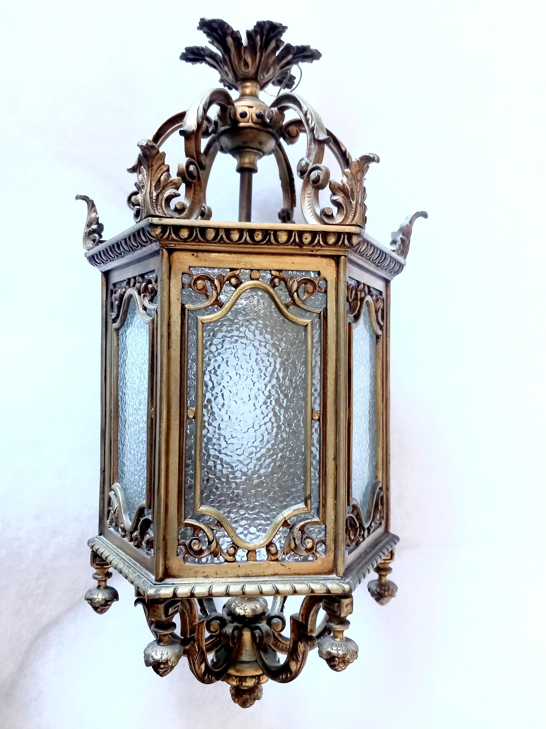  Lantern  Bronze From the Early 20th Century, France In Excellent Condition For Sale In Mombuey, Zamora