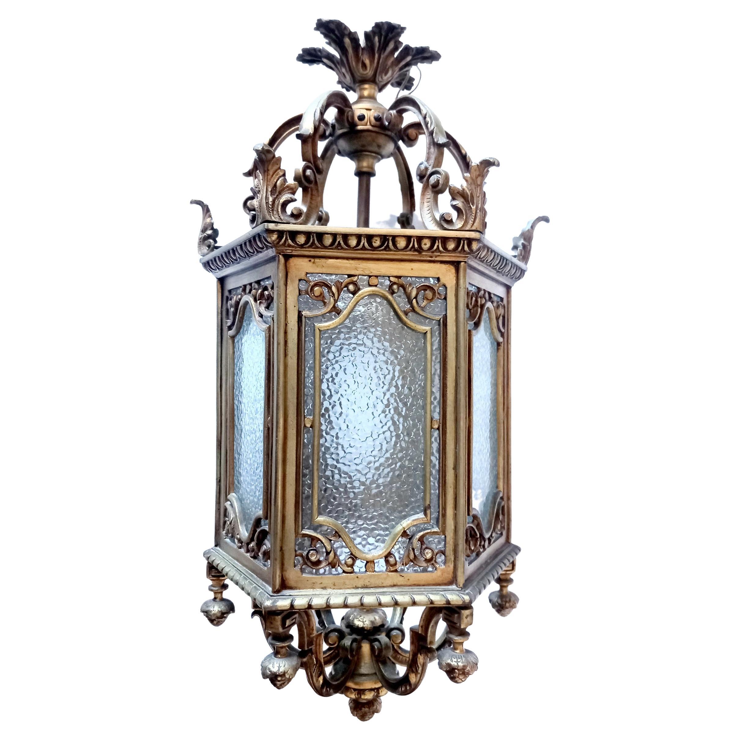 Lanterna  Bronzo Ideale per qualsiasi altezza del soffitto  Inizio del XX secolo, Francia in vendita
