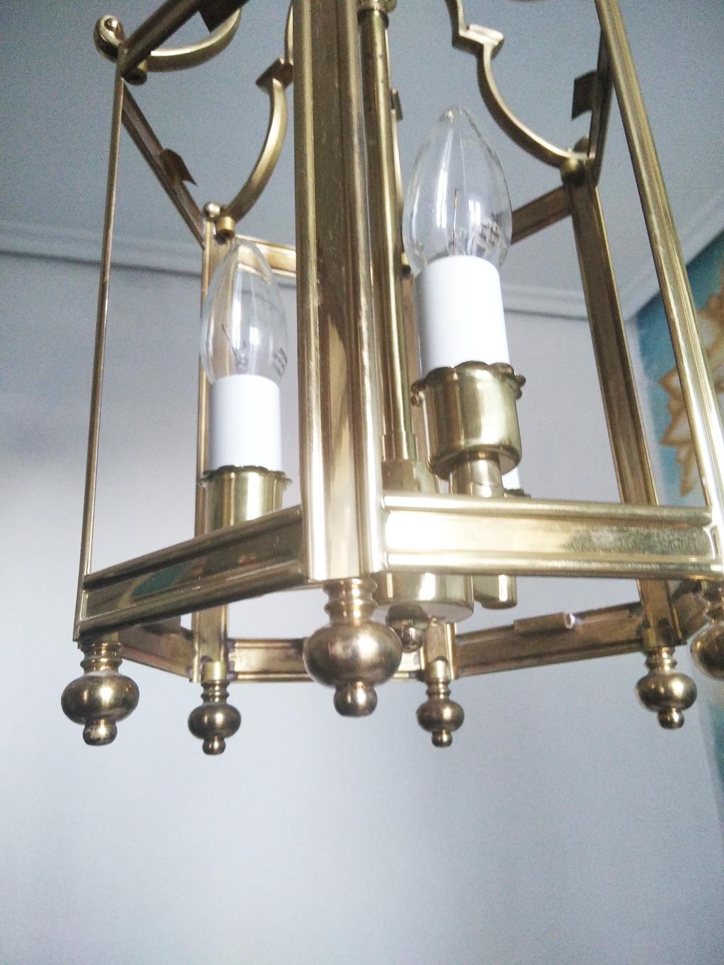 Lampe de lanterne en laiton du milieu du 20e siècle, France en vente 4
