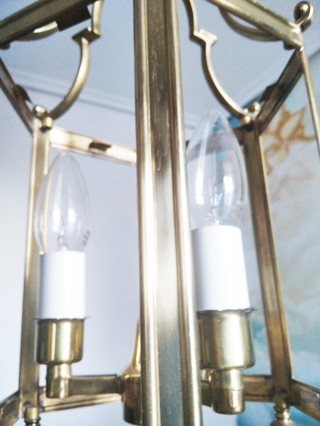 Lampe de lanterne en laiton du milieu du 20e siècle, France en vente 5