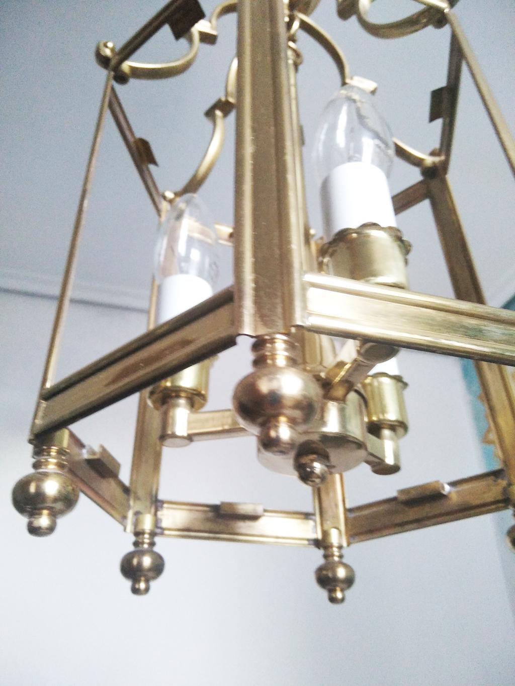 Lampe de lanterne en laiton du milieu du 20e siècle, France en vente 7