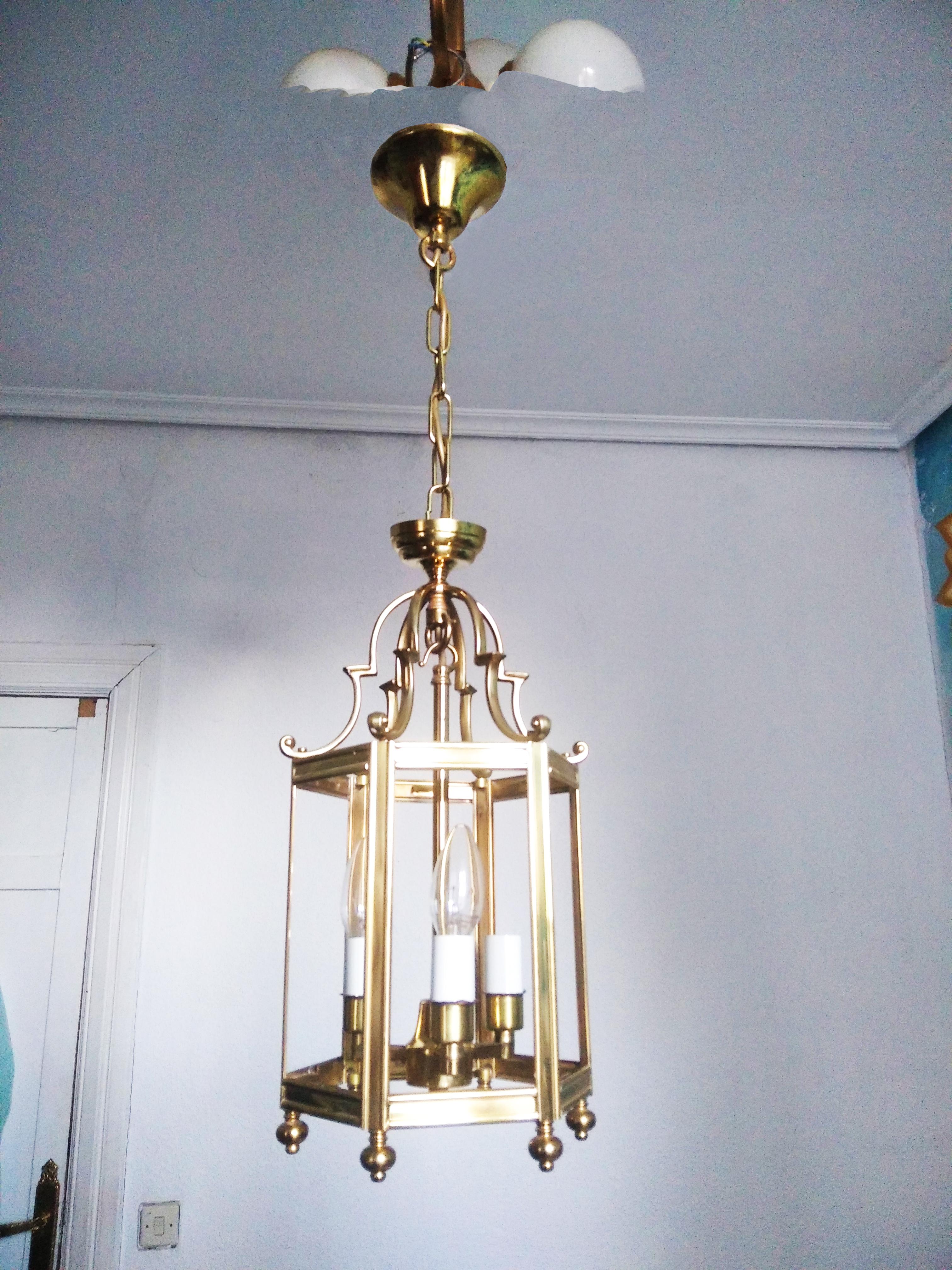 Lampe de lanterne en laiton du milieu du 20e siècle, France en vente 8