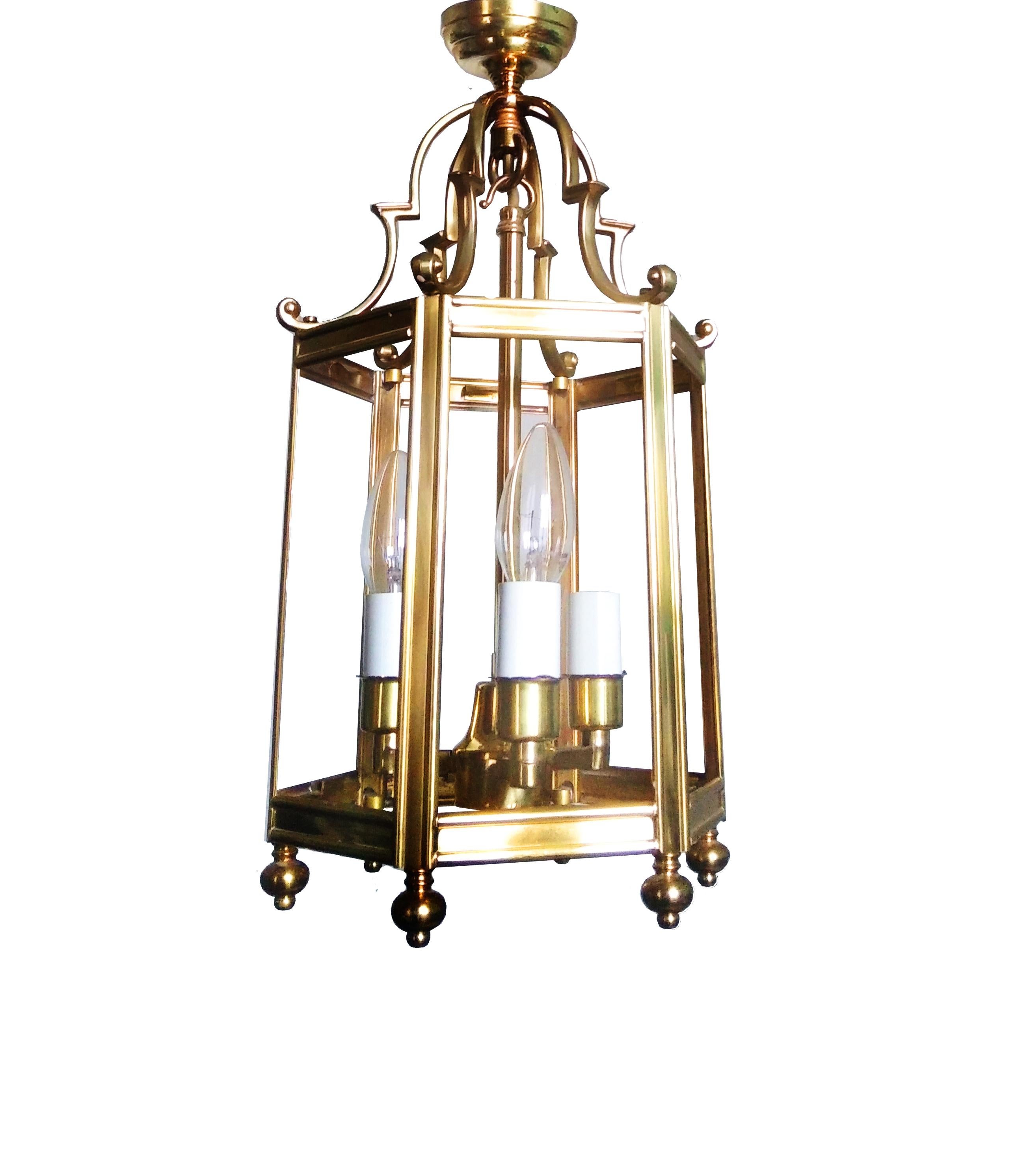 Lampe de lanterne en laiton du milieu du 20e siècle, France en vente 10