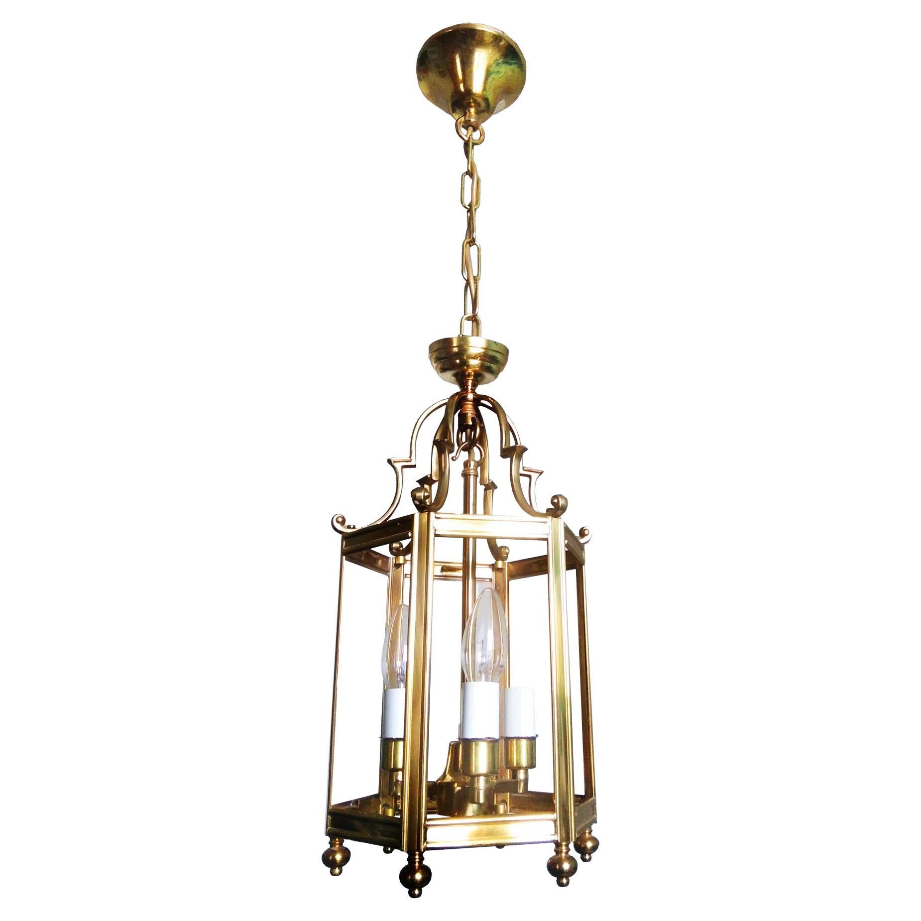 Lantern Brass Glod Lighting from the Mid 20th Century, France In Excellent Condition For Sale In Mombuey, Zamora