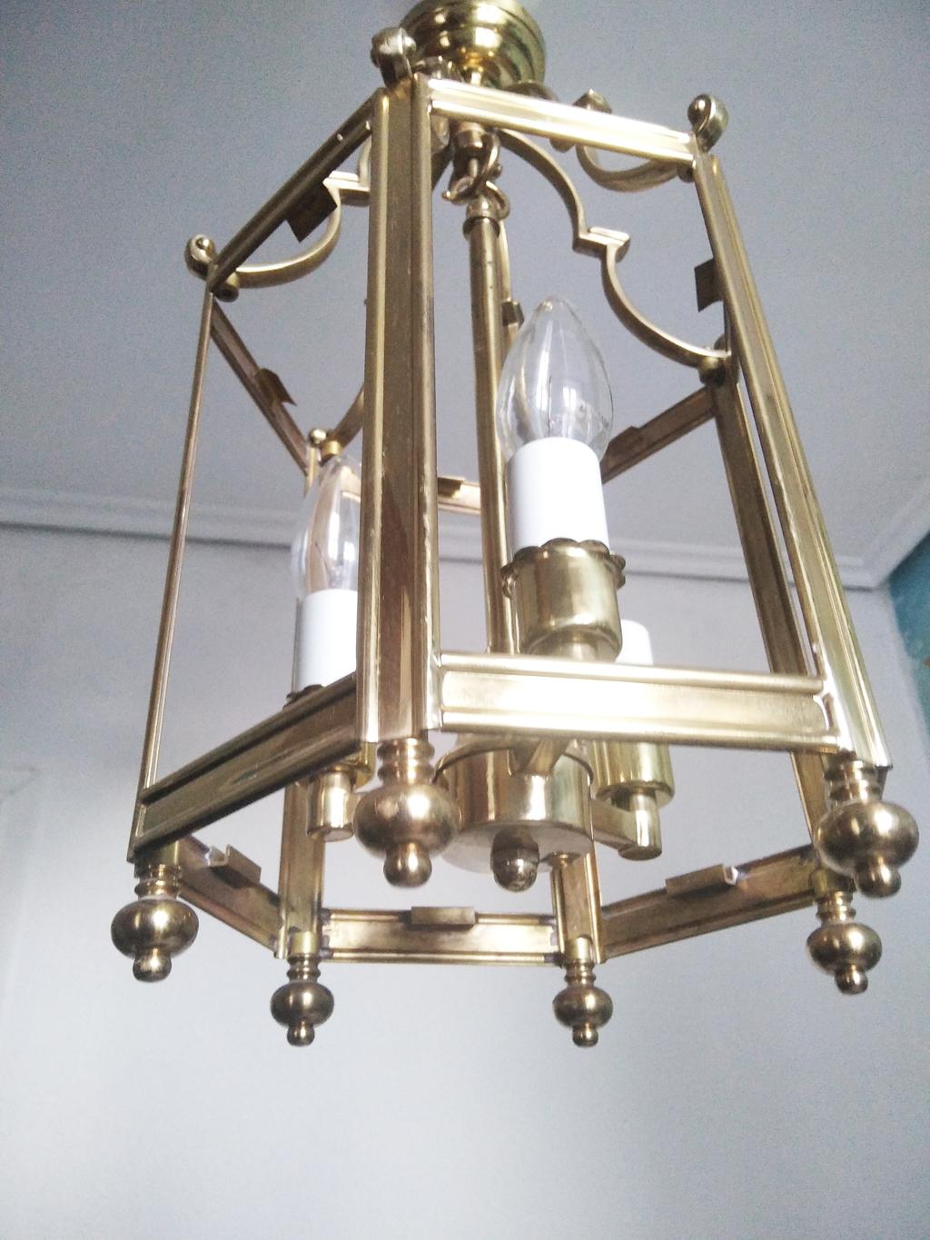 Mid-Century Modern Lampe de lanterne en laiton du milieu du 20e siècle, France en vente