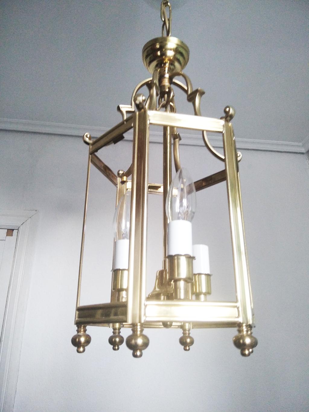 Verre Lampe de lanterne en laiton du milieu du 20e siècle, France en vente
