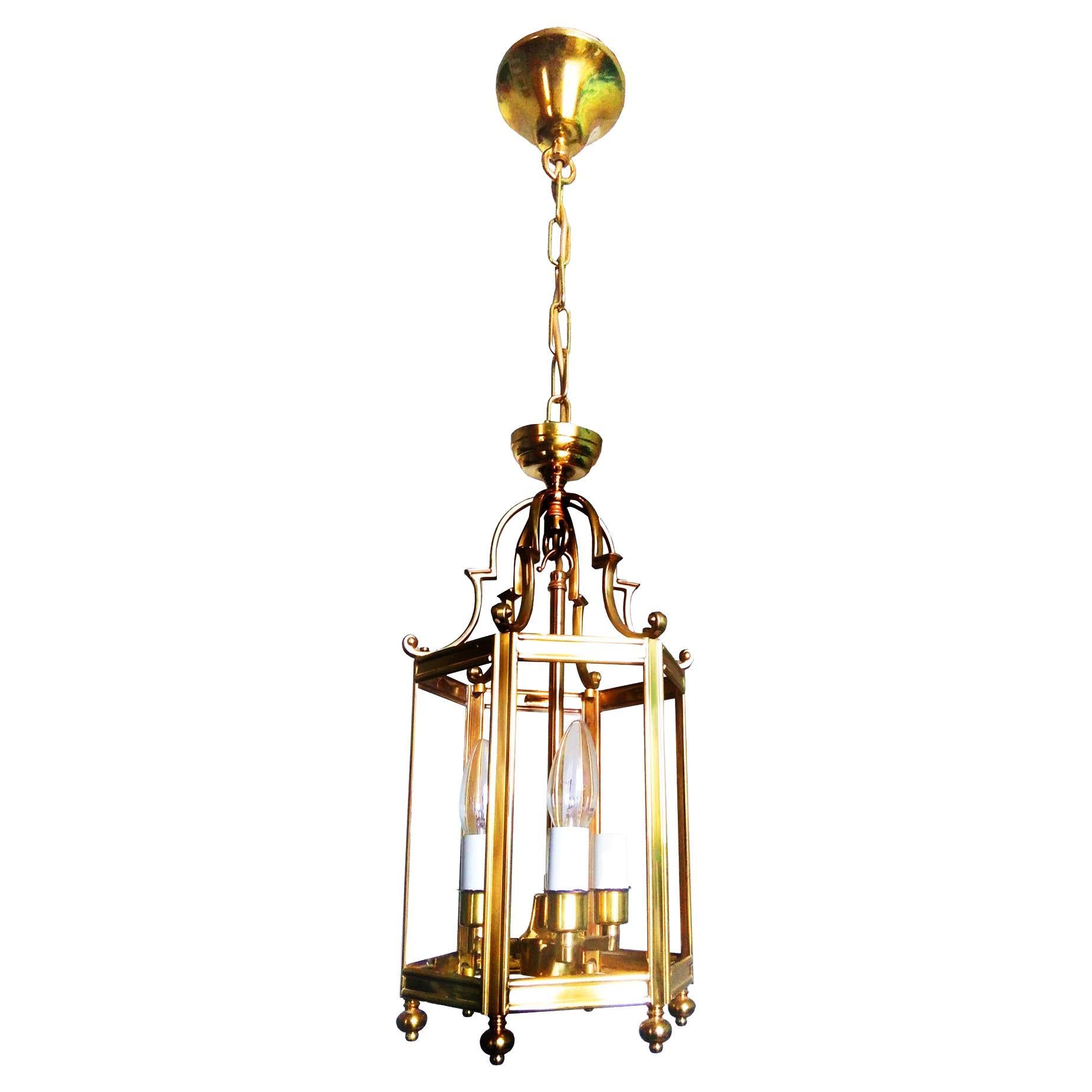 French Lantern Brass Glod Lighting from the Mid 20th Century, France For Sale