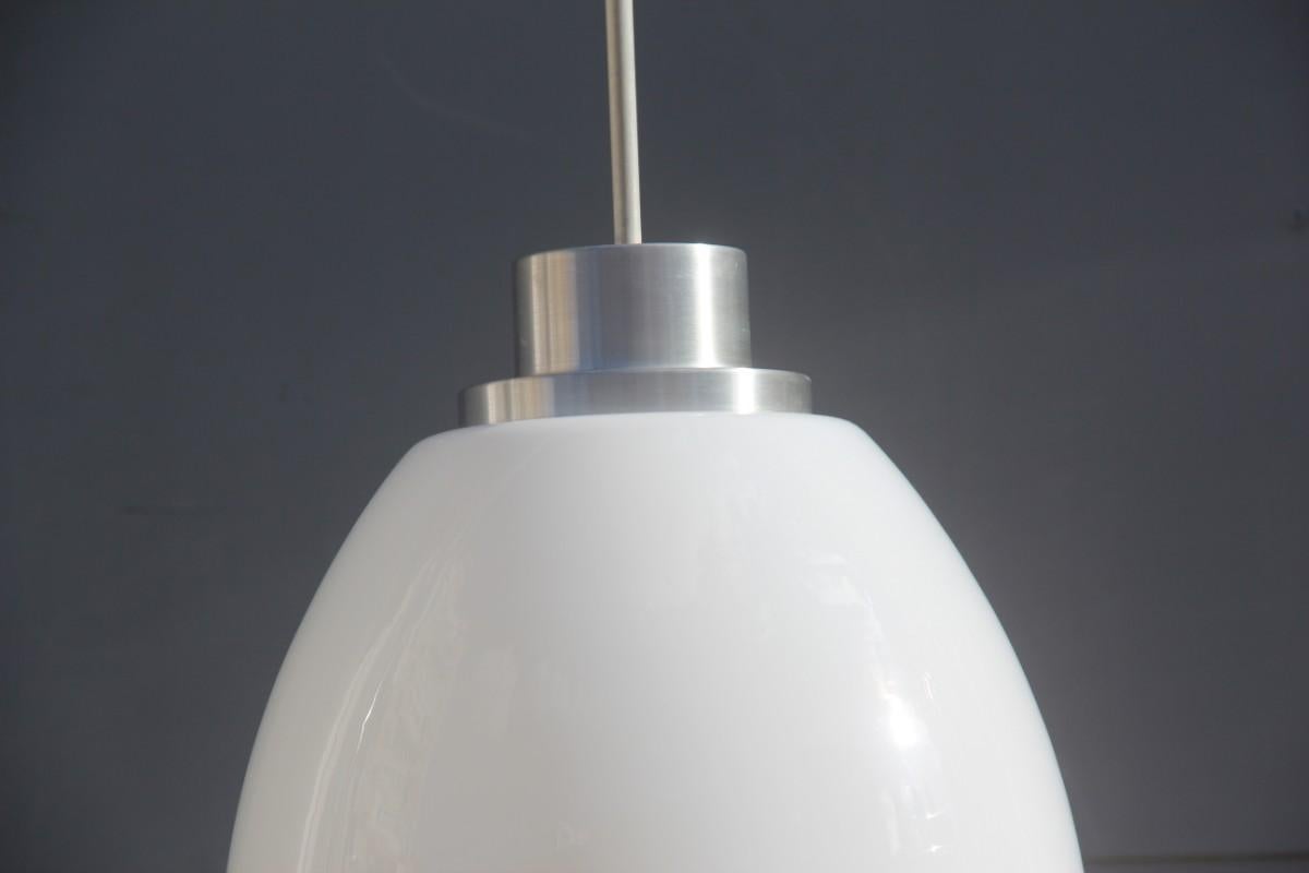 Mid-Century moderno Lampada da soffitto Lumi Crippa Alluminio Vetro Bianco Colore Argento Design ovale, anni '60 in vendita