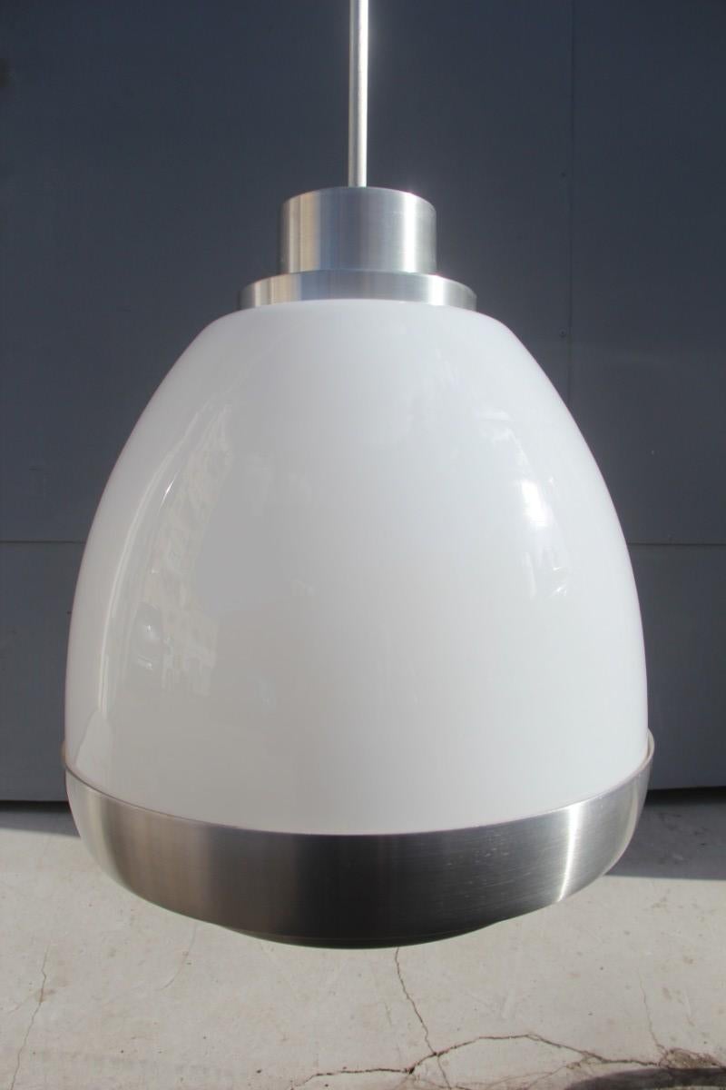 Lumi Crippa Ceiling Lamp Aluminum Glass White Color Silver Oval Design, 1960s In Good Condition For Sale In Palermo, Sicily