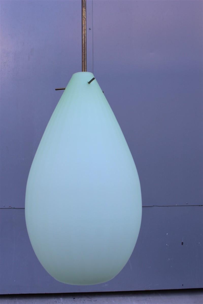 Mid-20th Century Lantern Ceiling Lamp Italian Midcentury Murano Art Glass Brass Green Clear, 1950 For Sale