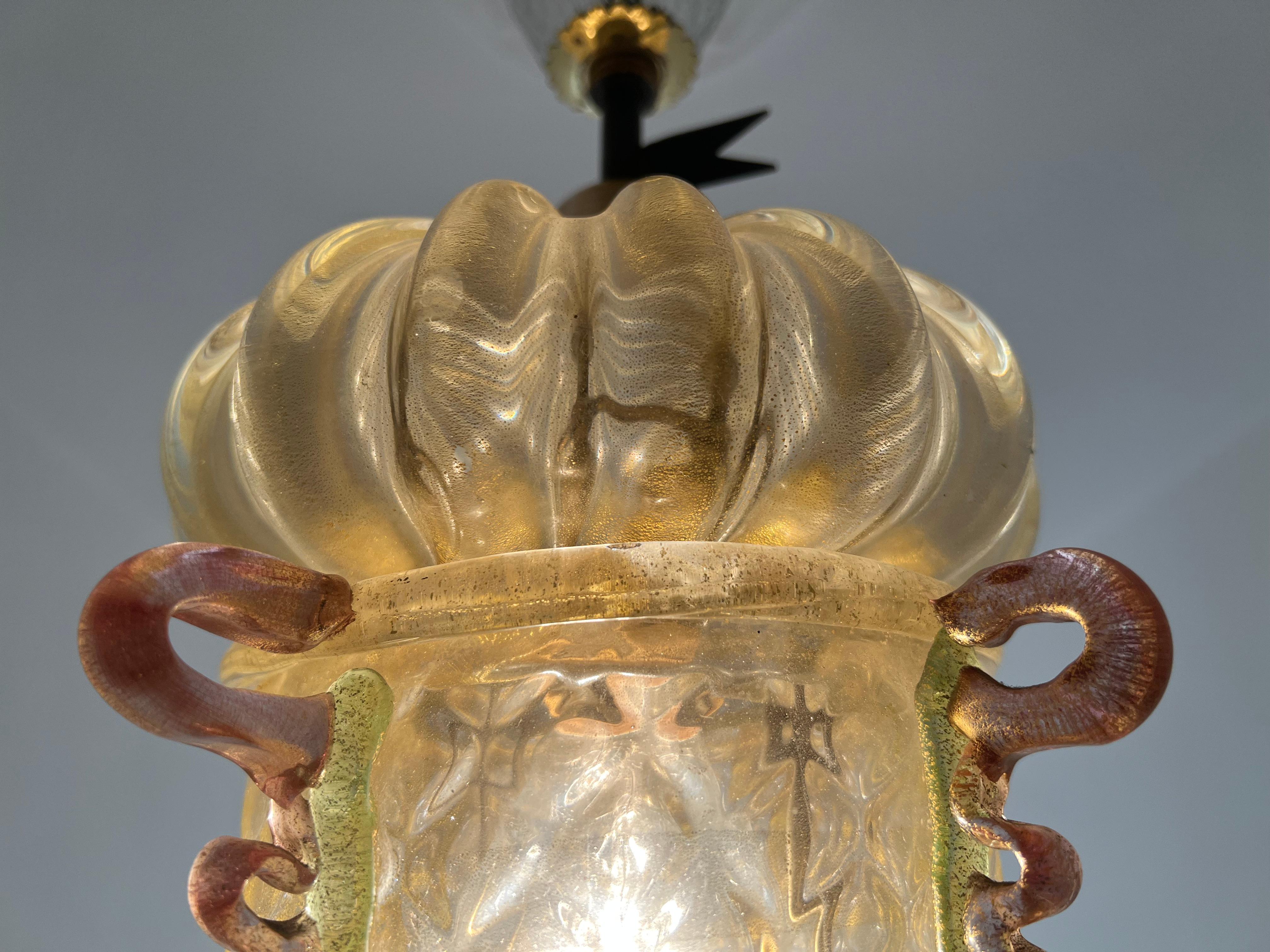 Lantern Chandelier by Barovier & Toso, Murano, 1950s 7