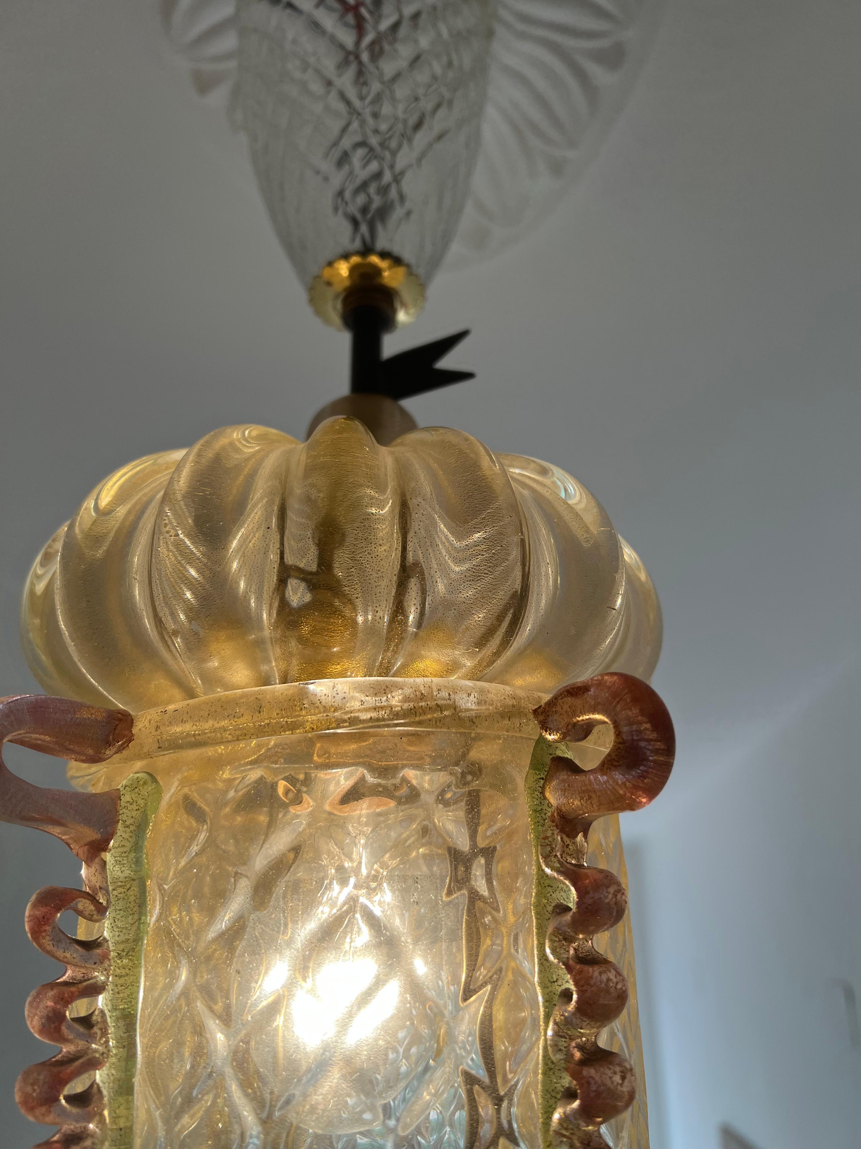 Lantern Chandelier by Barovier & Toso, Murano, 1950s 10