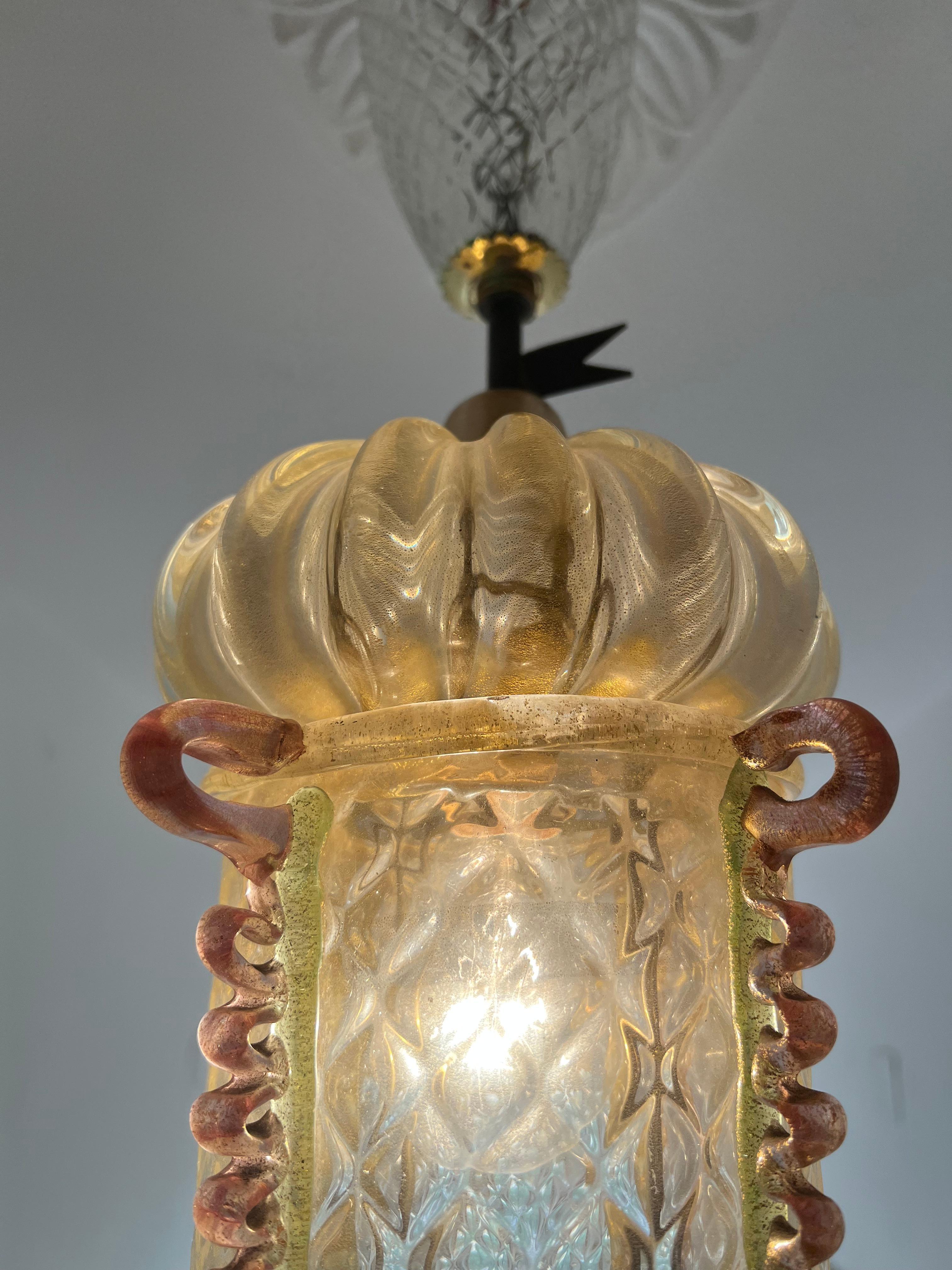 Lantern Chandelier by Barovier & Toso, Murano, 1950s 11
