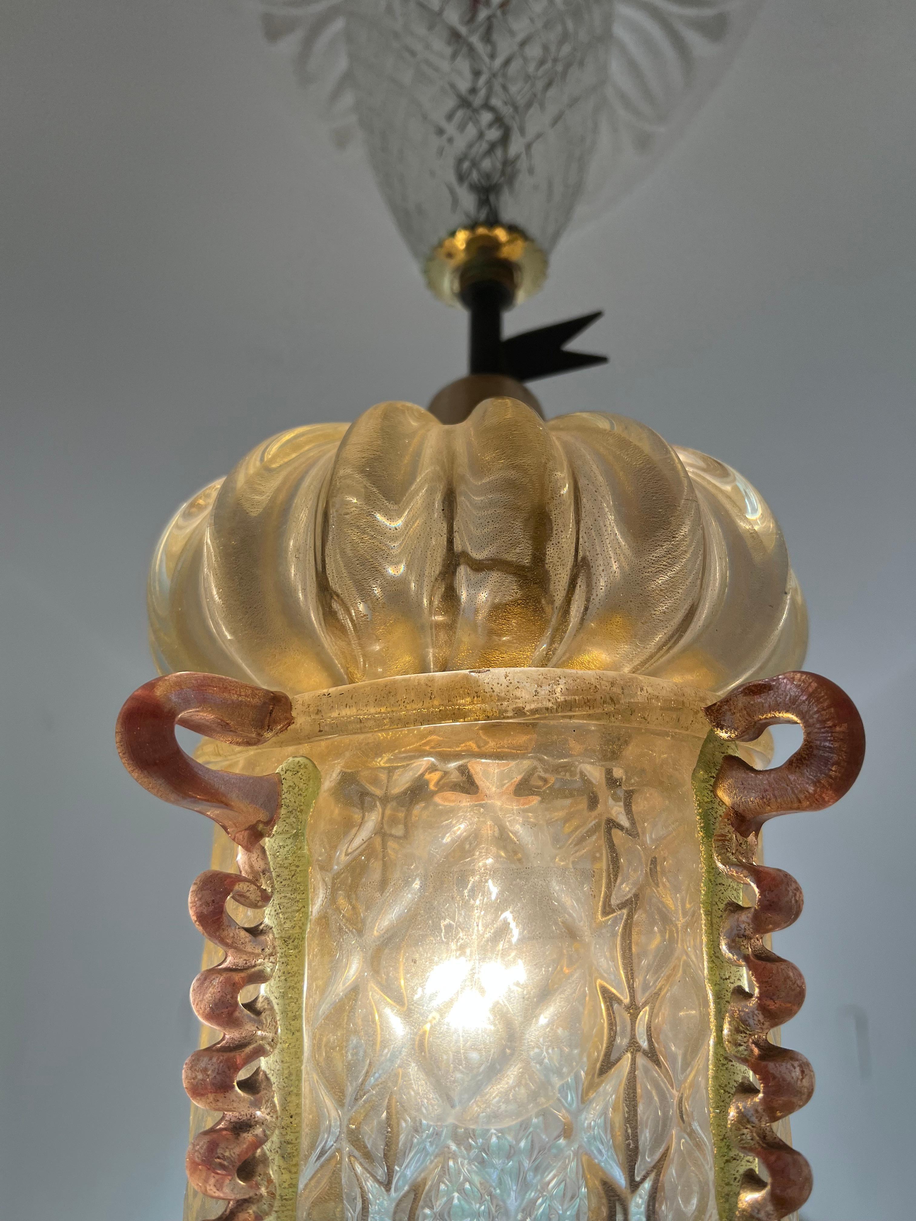 Lampadario a lanterna di Barovier&Toso, Murano, anni '50 8