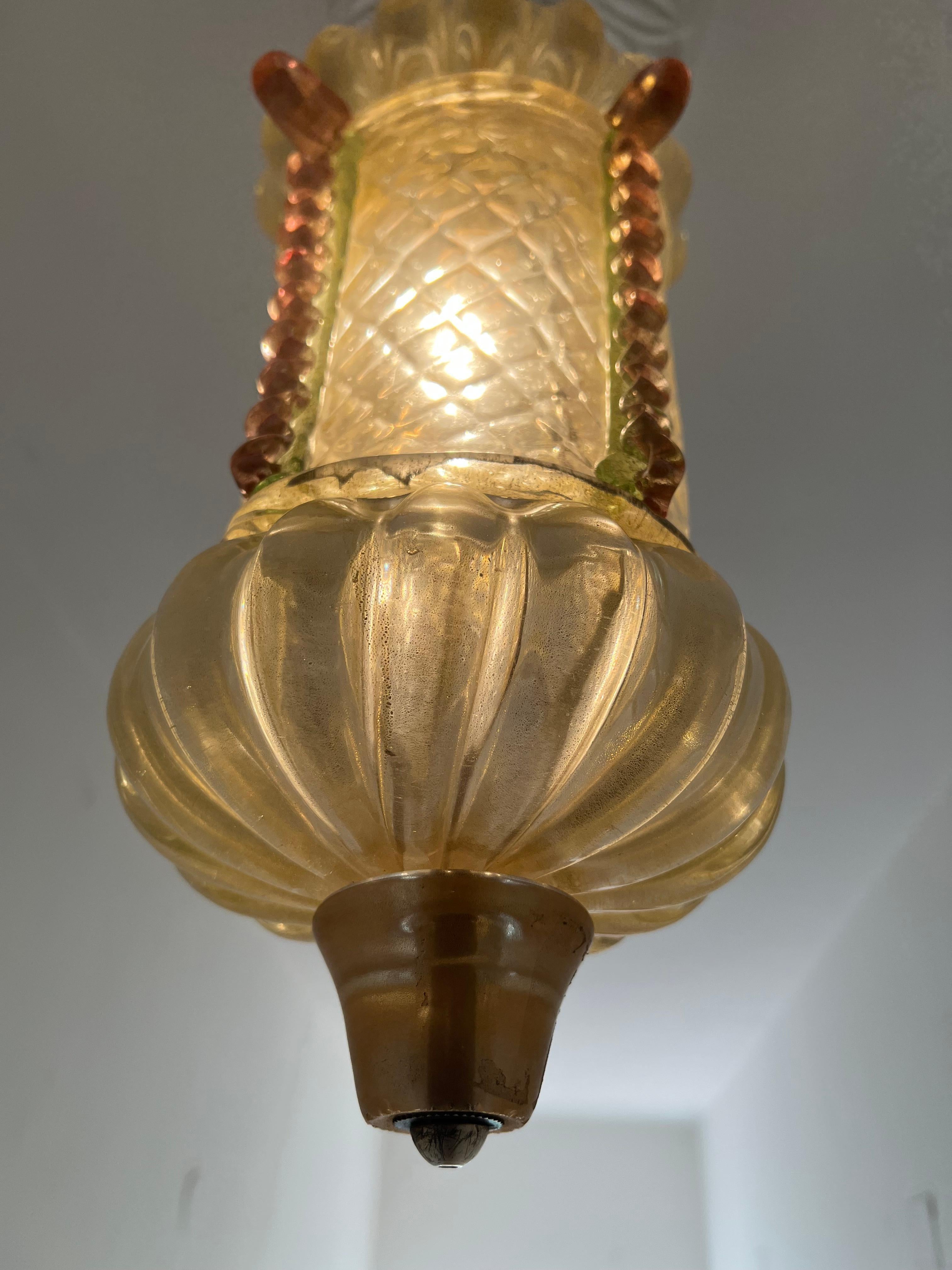 Lantern Chandelier by Barovier & Toso, Murano, 1950s 13