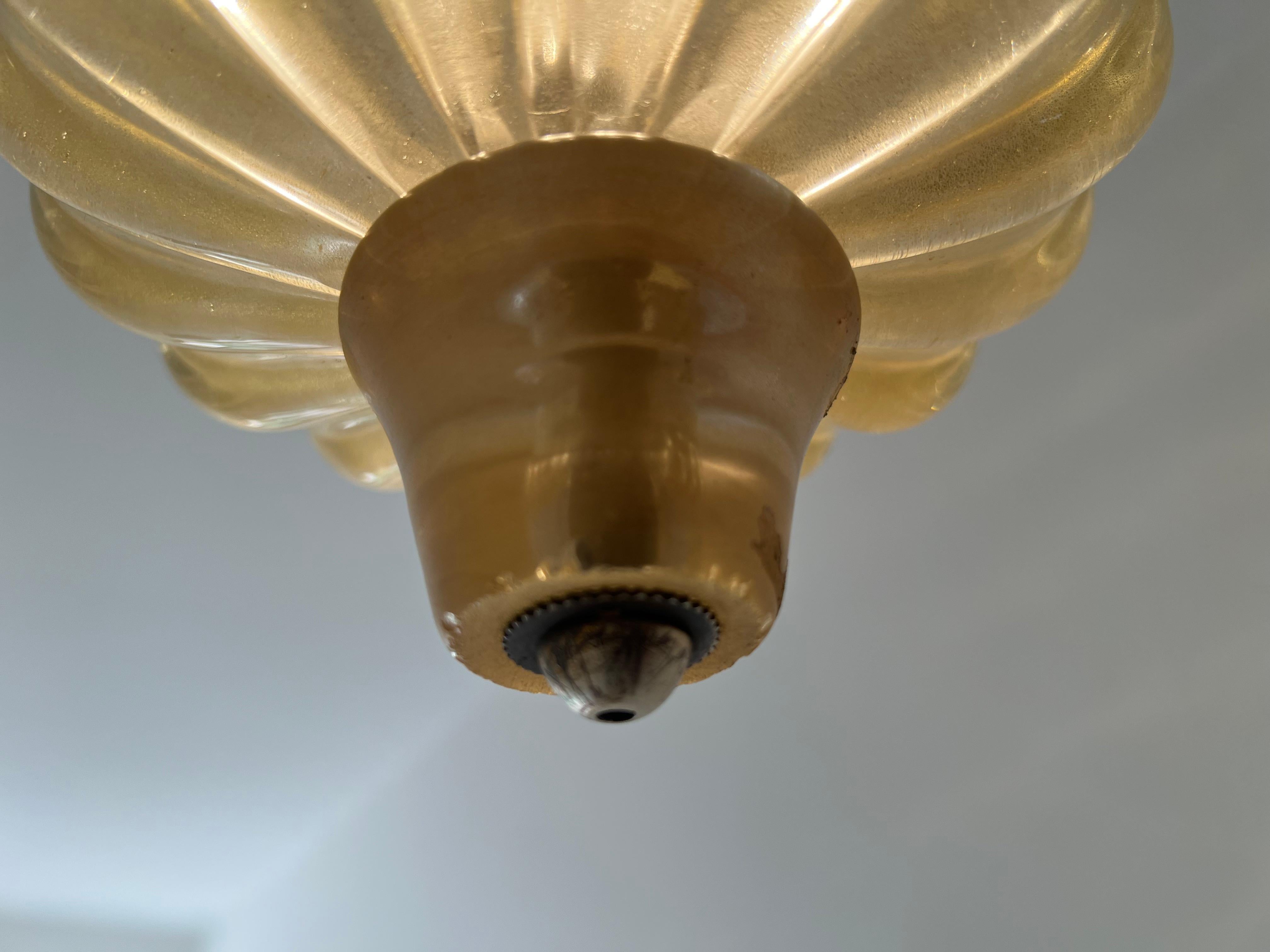 Brass Lantern Chandelier by Barovier & Toso, Murano, 1950s