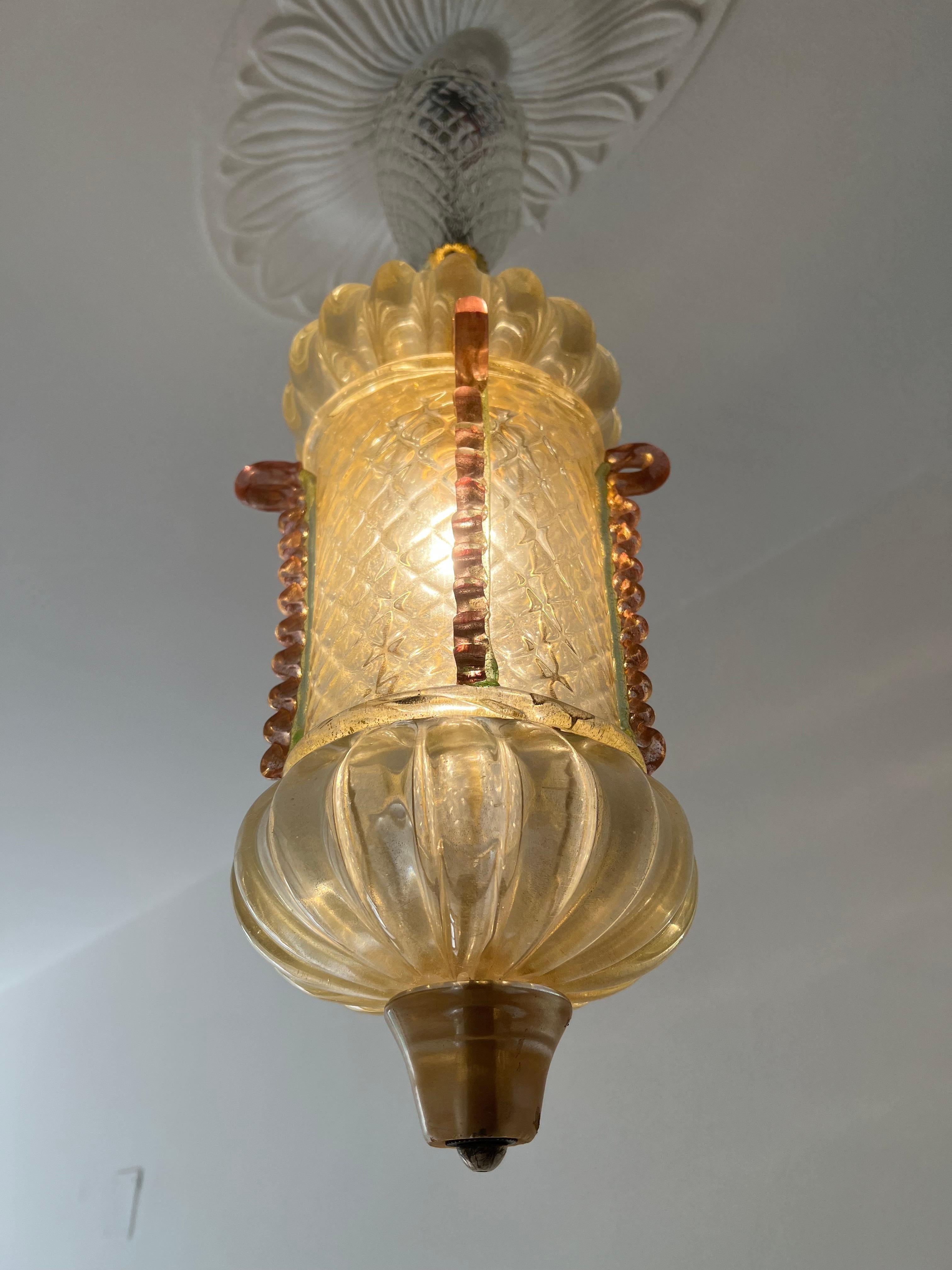 Lantern Chandelier by Barovier & Toso, Murano, 1950s 2