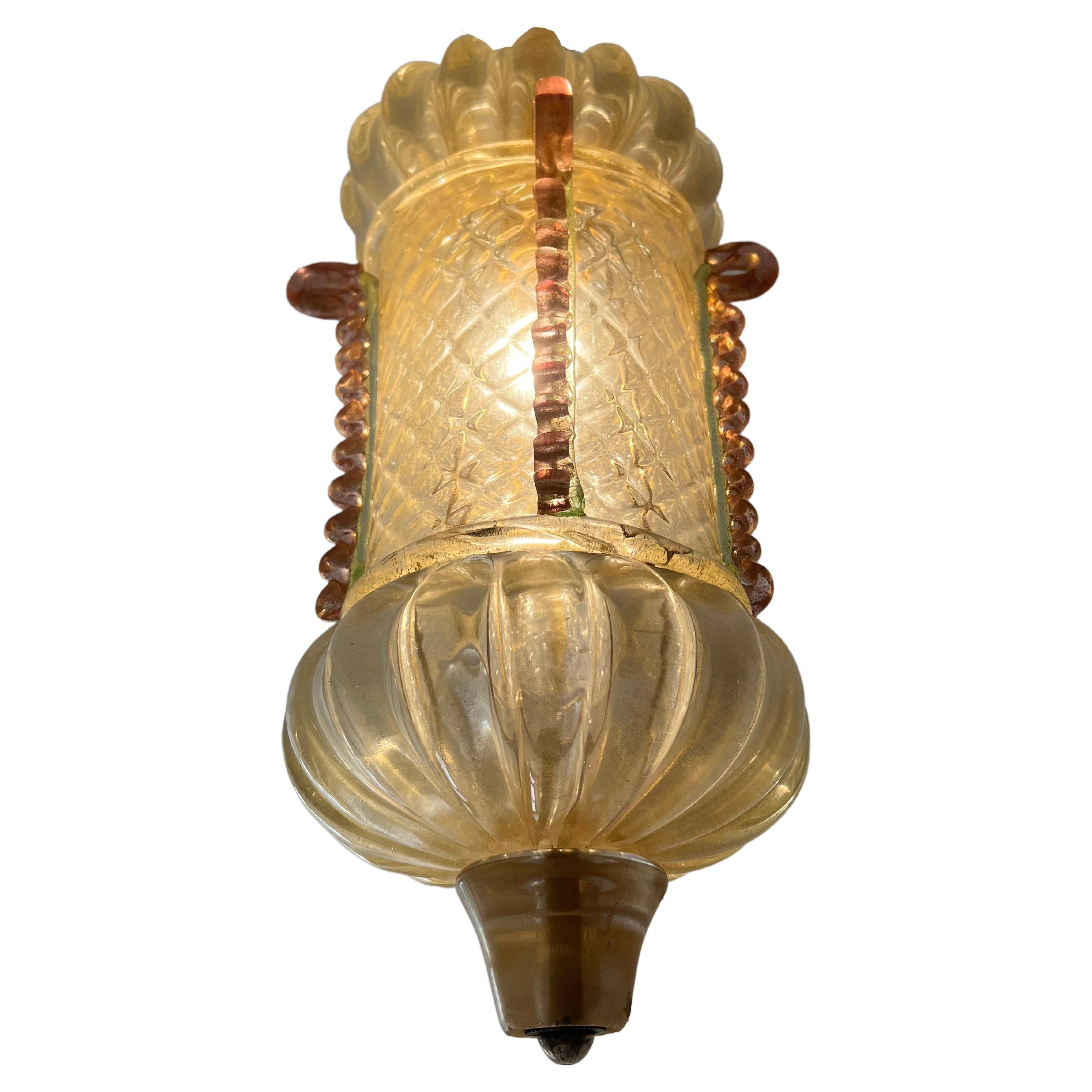 Lantern Chandelier by Barovier & Toso, Murano, 1950s