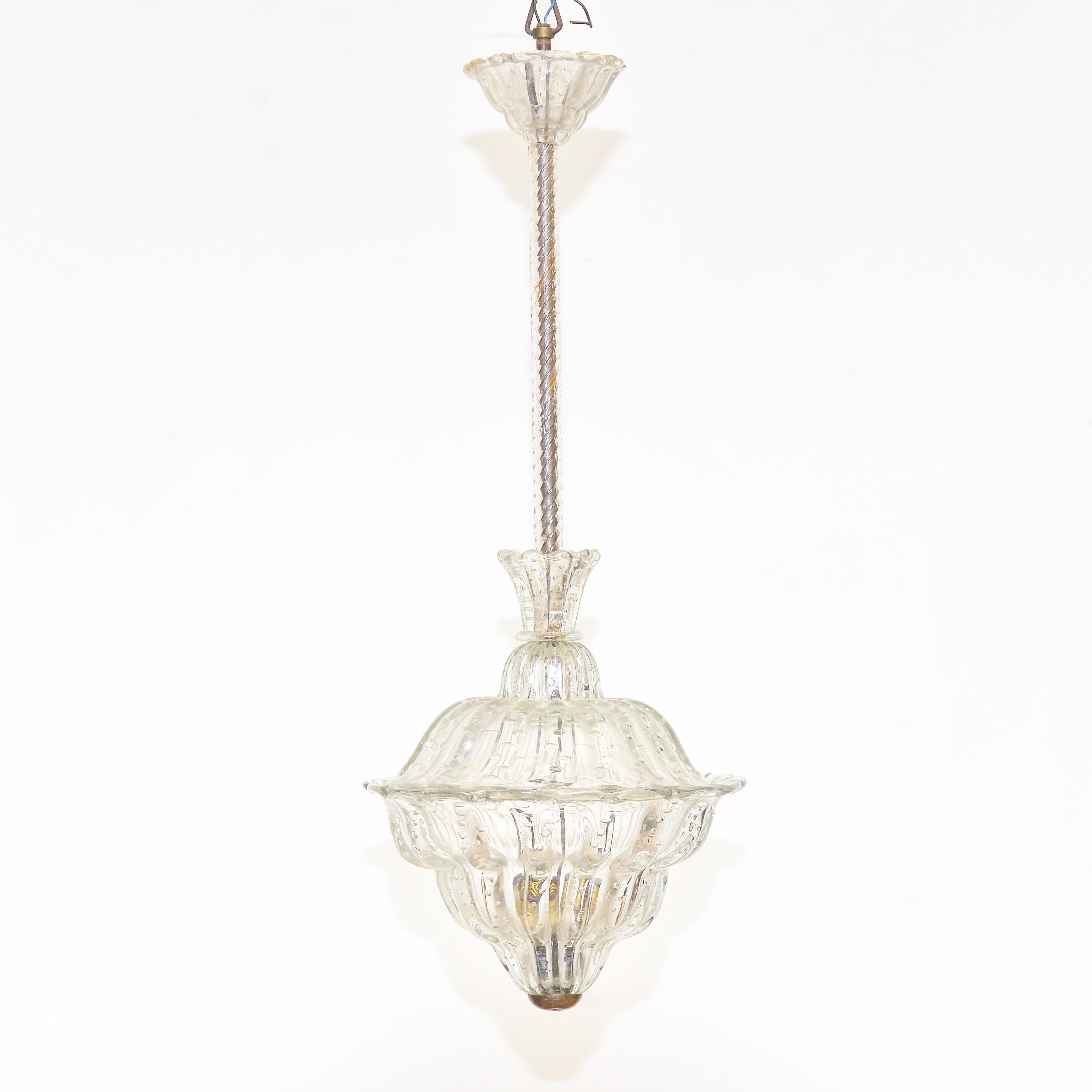 Amazing lantern of incredible beauty in massive Murano glass with inclusions of gold. From private collection by Barone Von Plant.
 