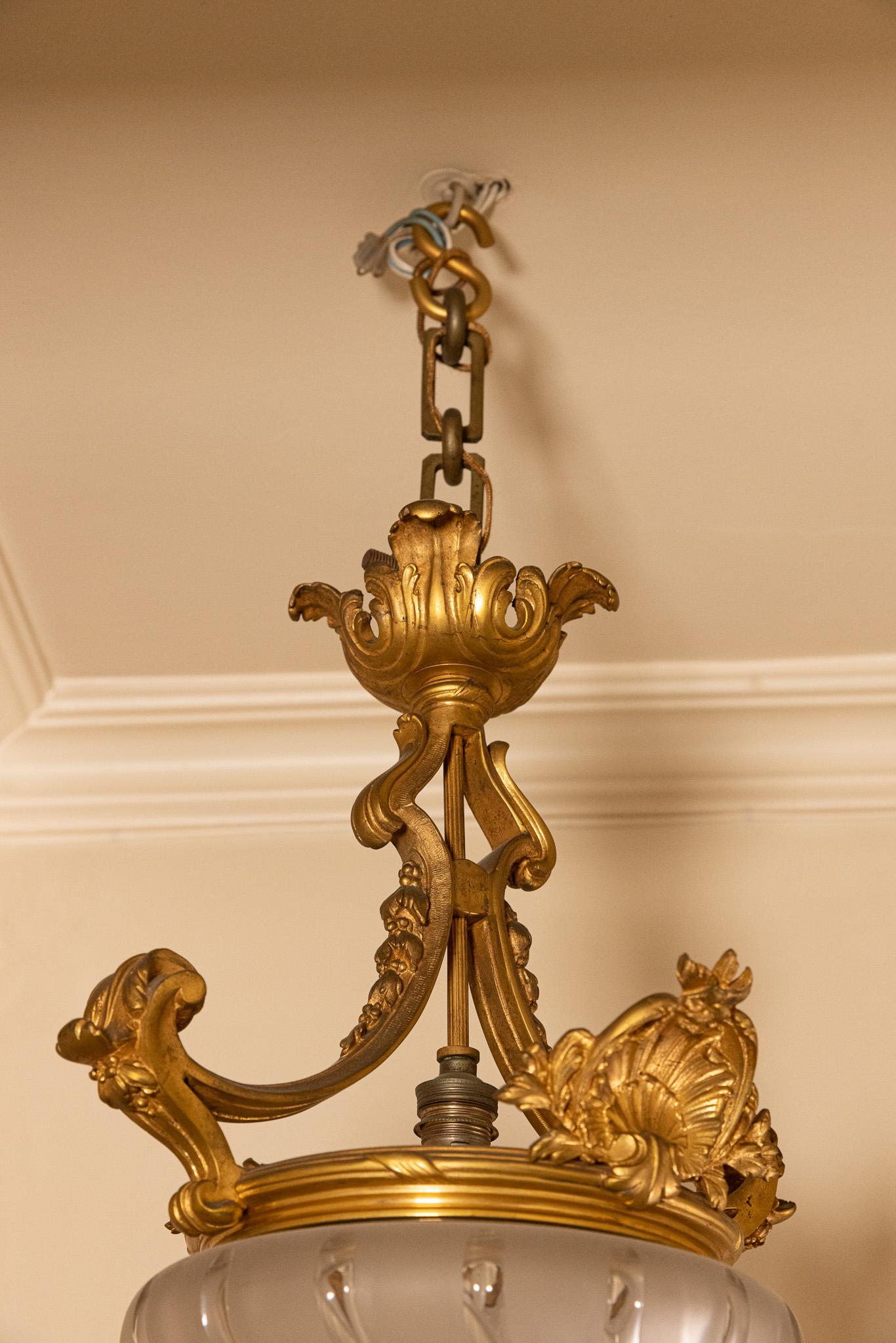 Louis XVI lantern crystal and bronze For Sale