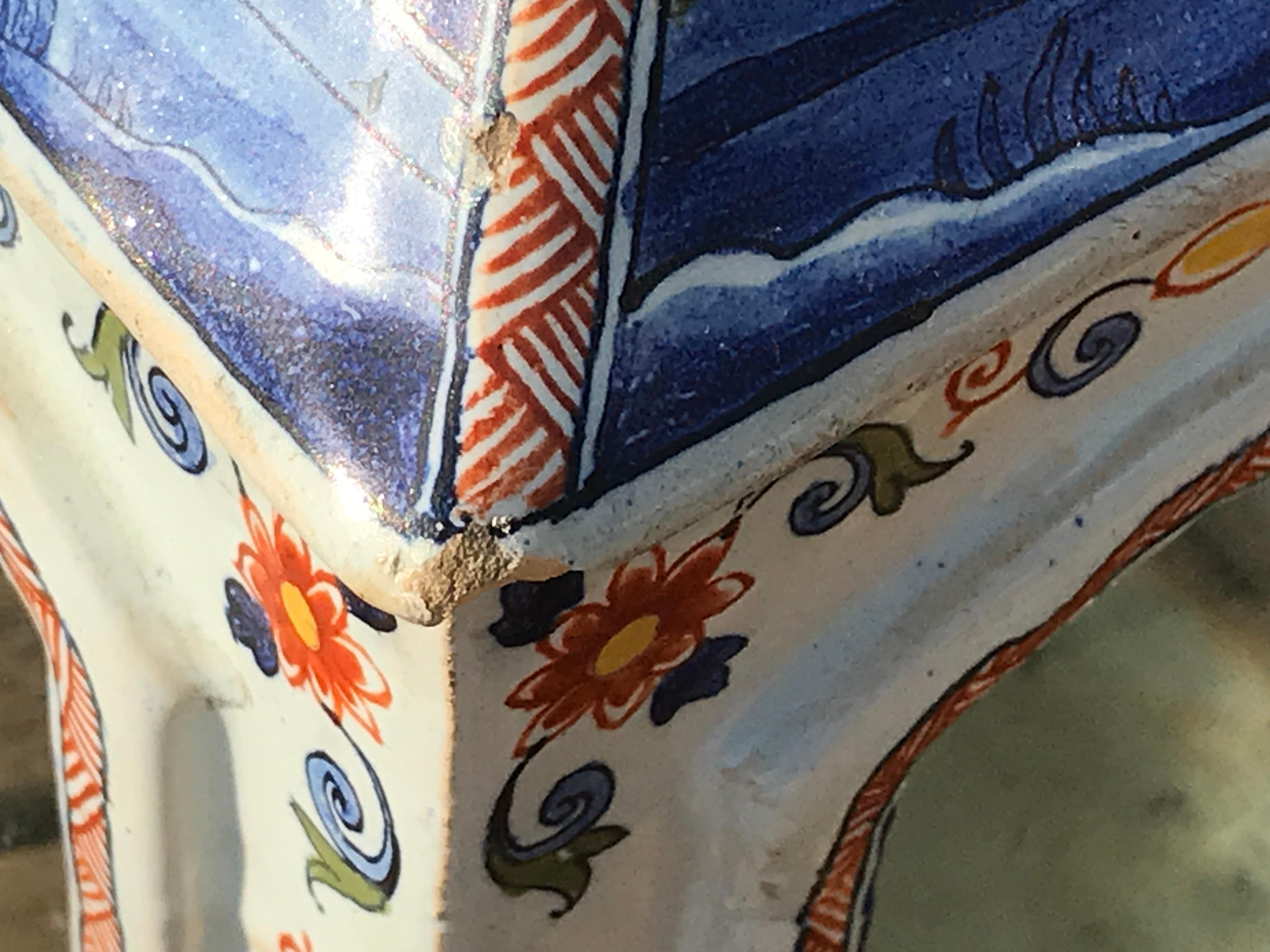 Lantern, Delftware, mid-18th Century, Dutch, Polychrome, Tryhoorn Collection For Sale 12