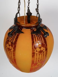 Laterne aus französischem Glas von Charles Schneider, 1930, Art déco.