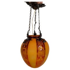 Lanterne en verre française par Charles Schneider, 1930, Art déco.