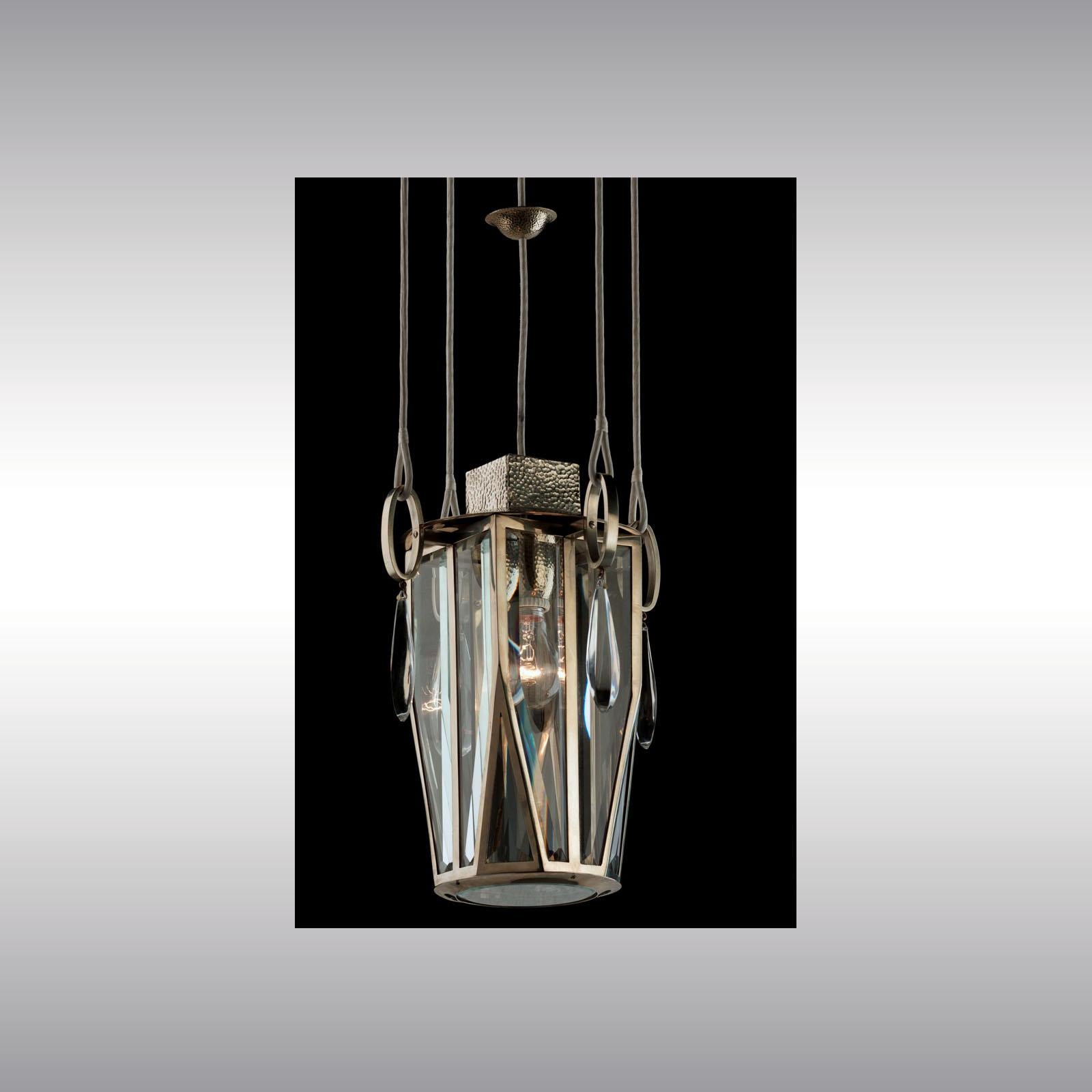 Austrian  Lantern for the Baroness Magda Mautner Markhof, brass hammered silver plated For Sale