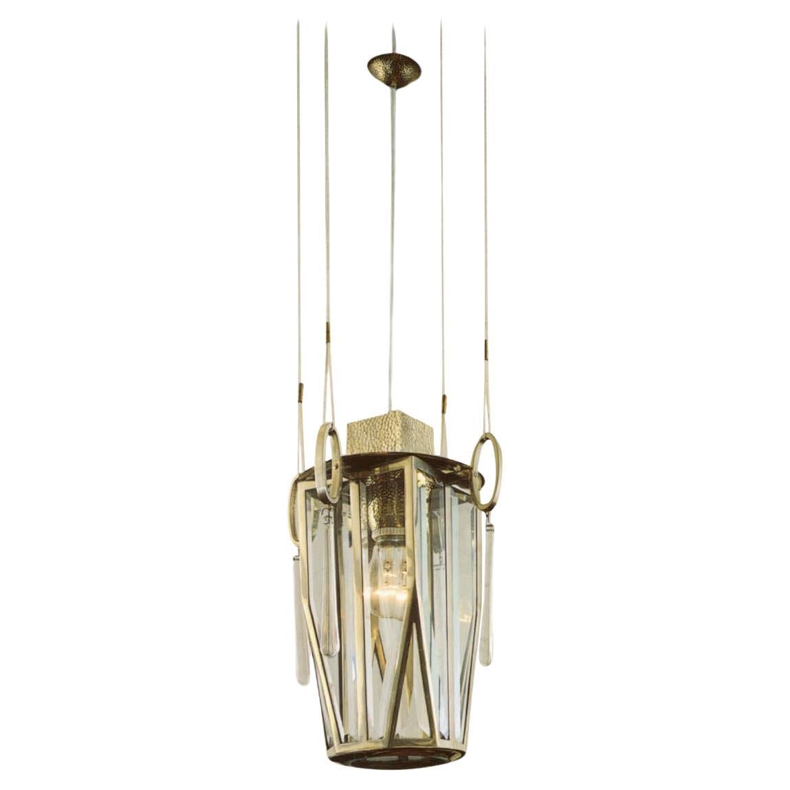  Lantern for the Baroness Magda Mautner Markhof, brass hammered silver plated For Sale
