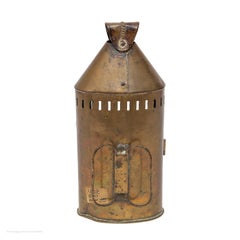 Lantern Handheld Portable Carrying Brass Repousse Georgian Glazed Candle