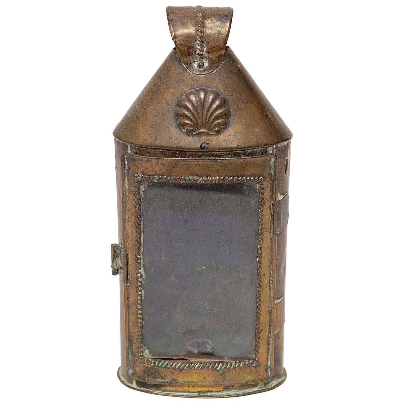 Handheld Lantern Rectangular Lantern Handheld Portable Carrying Brass Repousse Georgian Glazed ...