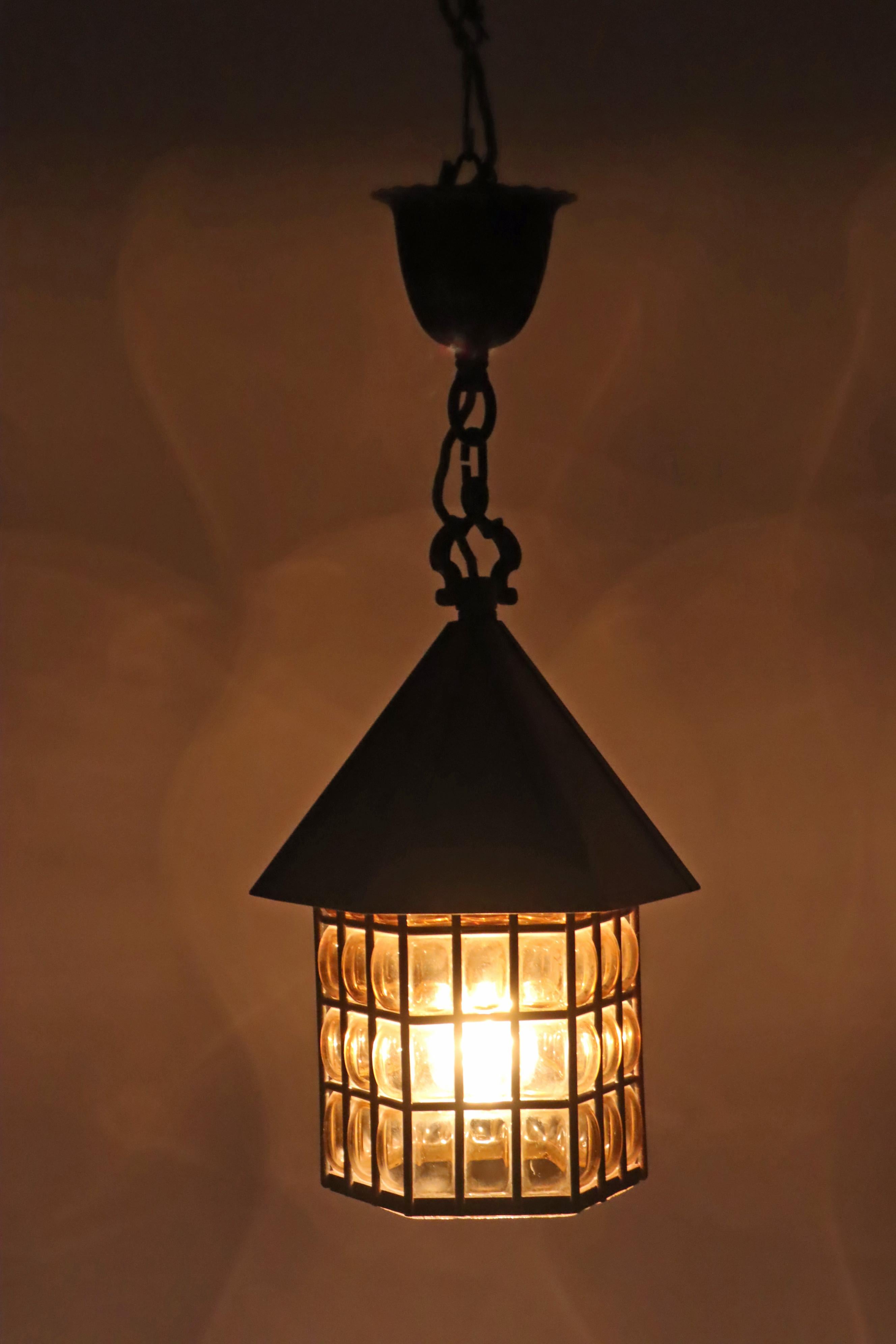 Lanterne suspendue en cuivre et laiton, Allemagne, années 1950 en vente 3