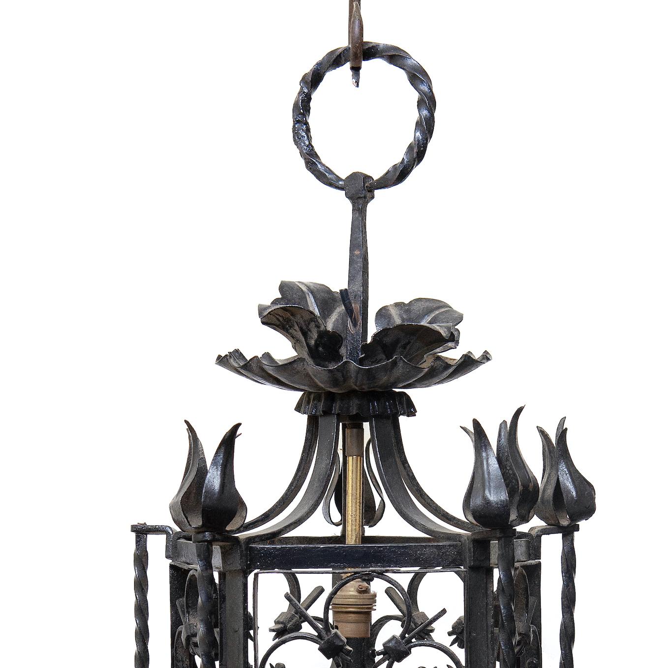 Baroque Revival lantern iron Spanish pentagonal fretwork