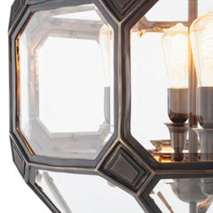 Lantern L size in Brass and Clear Beveled Glass, Contemporary Style